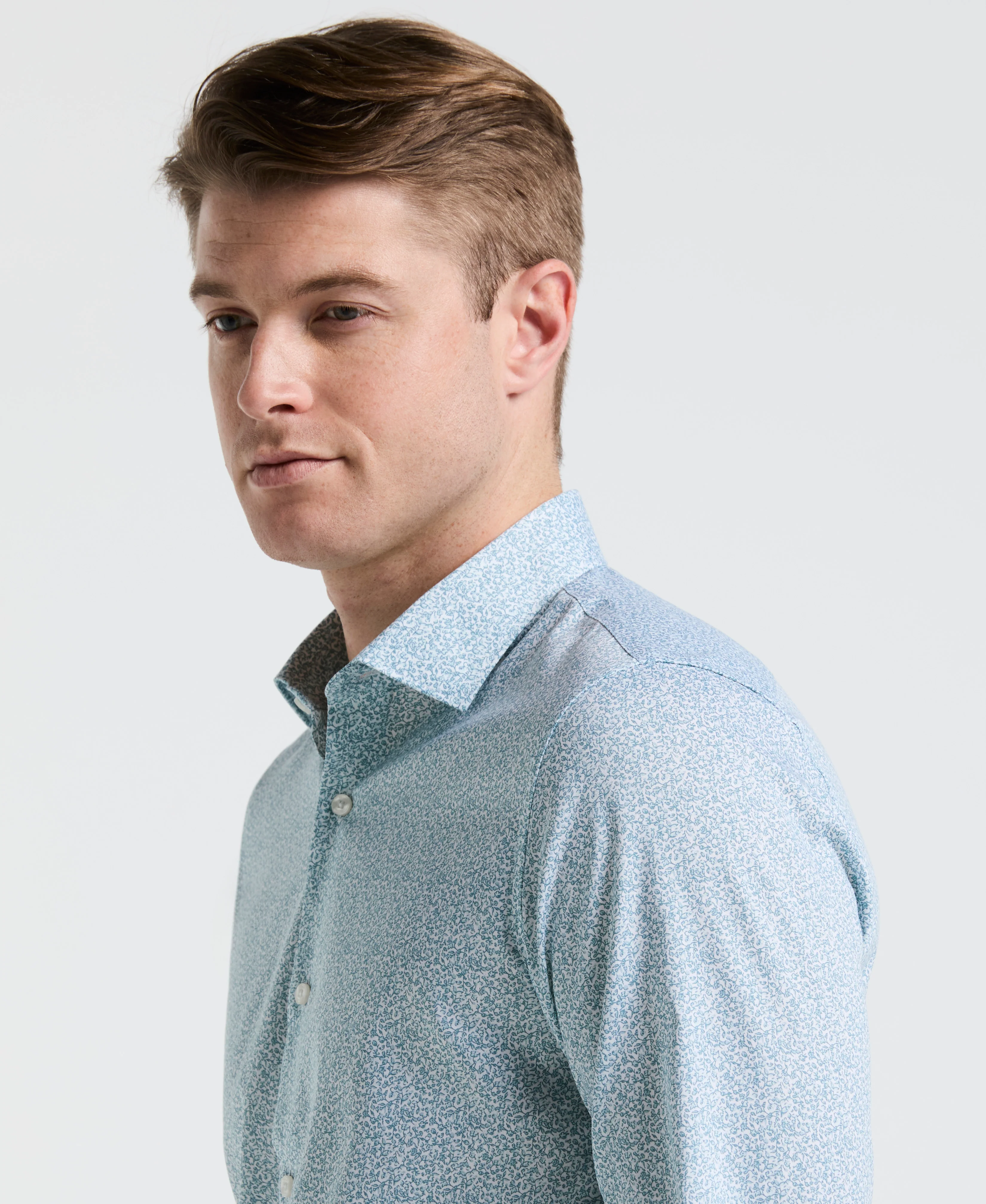 Stretch Floral Print Dress Shirt