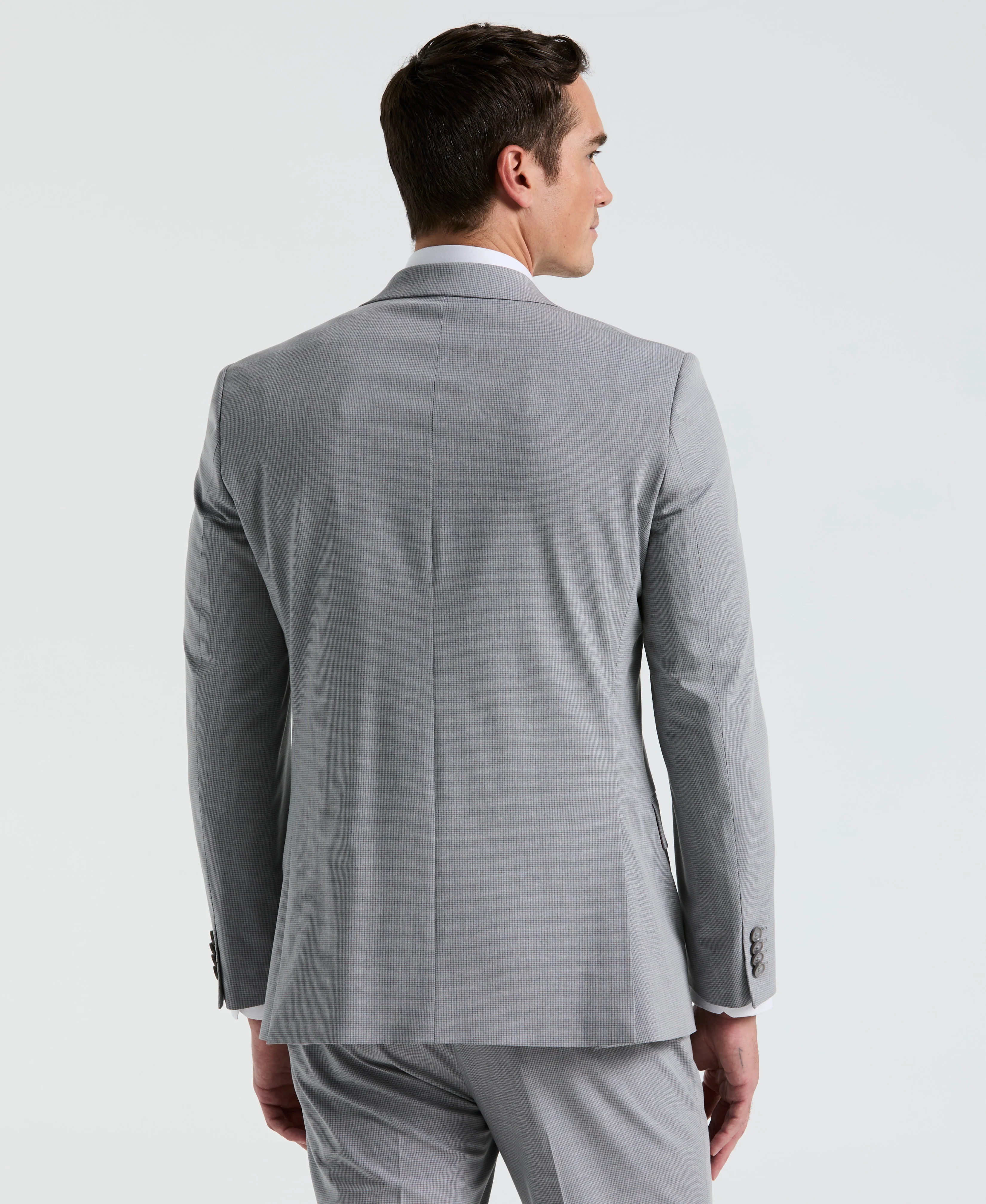Slim Fit Mini Grid Pattern Suit Jacket