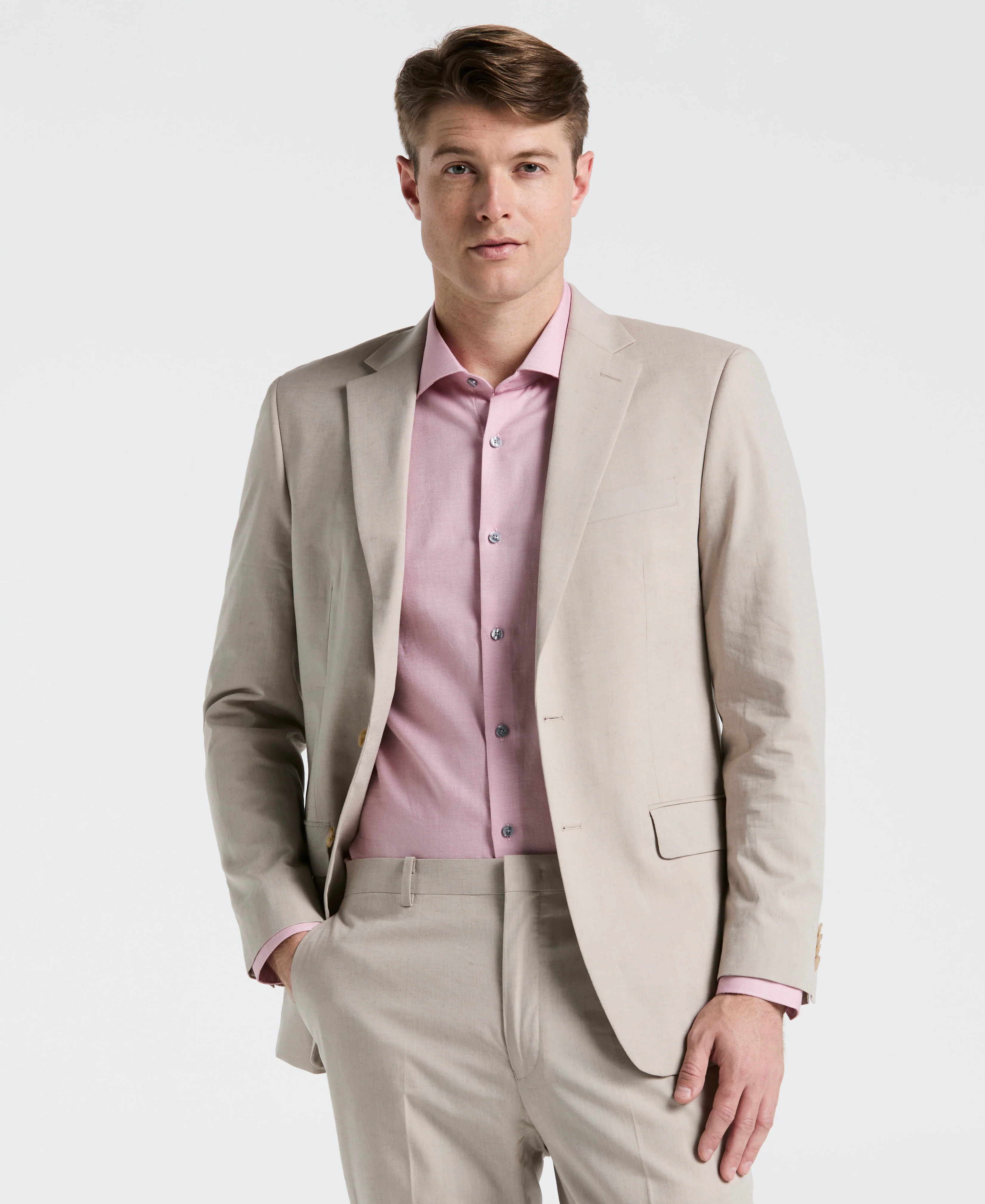 Slim Fit Solid Linen Blend Suit Jacket