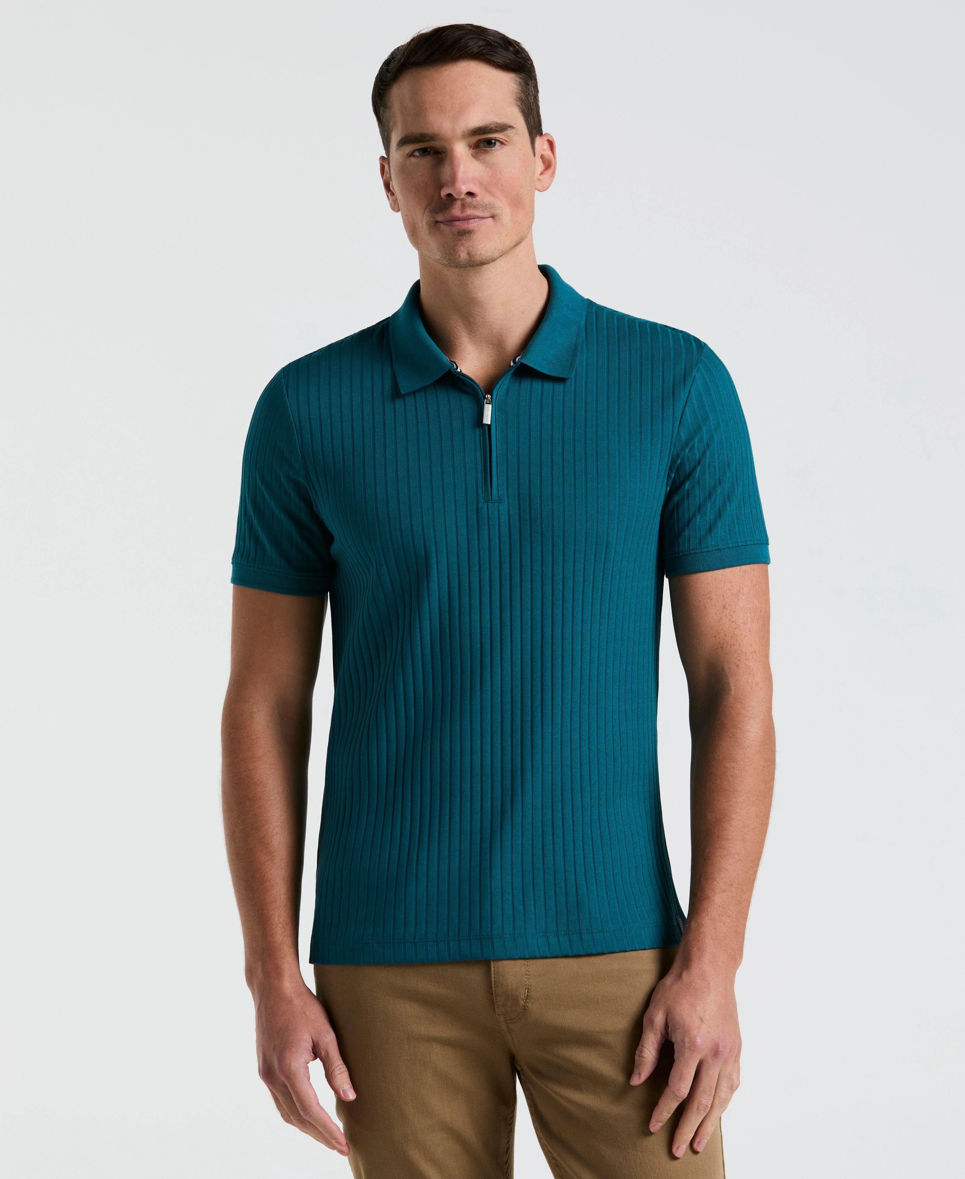 Quarter Zip Ribbed Polo