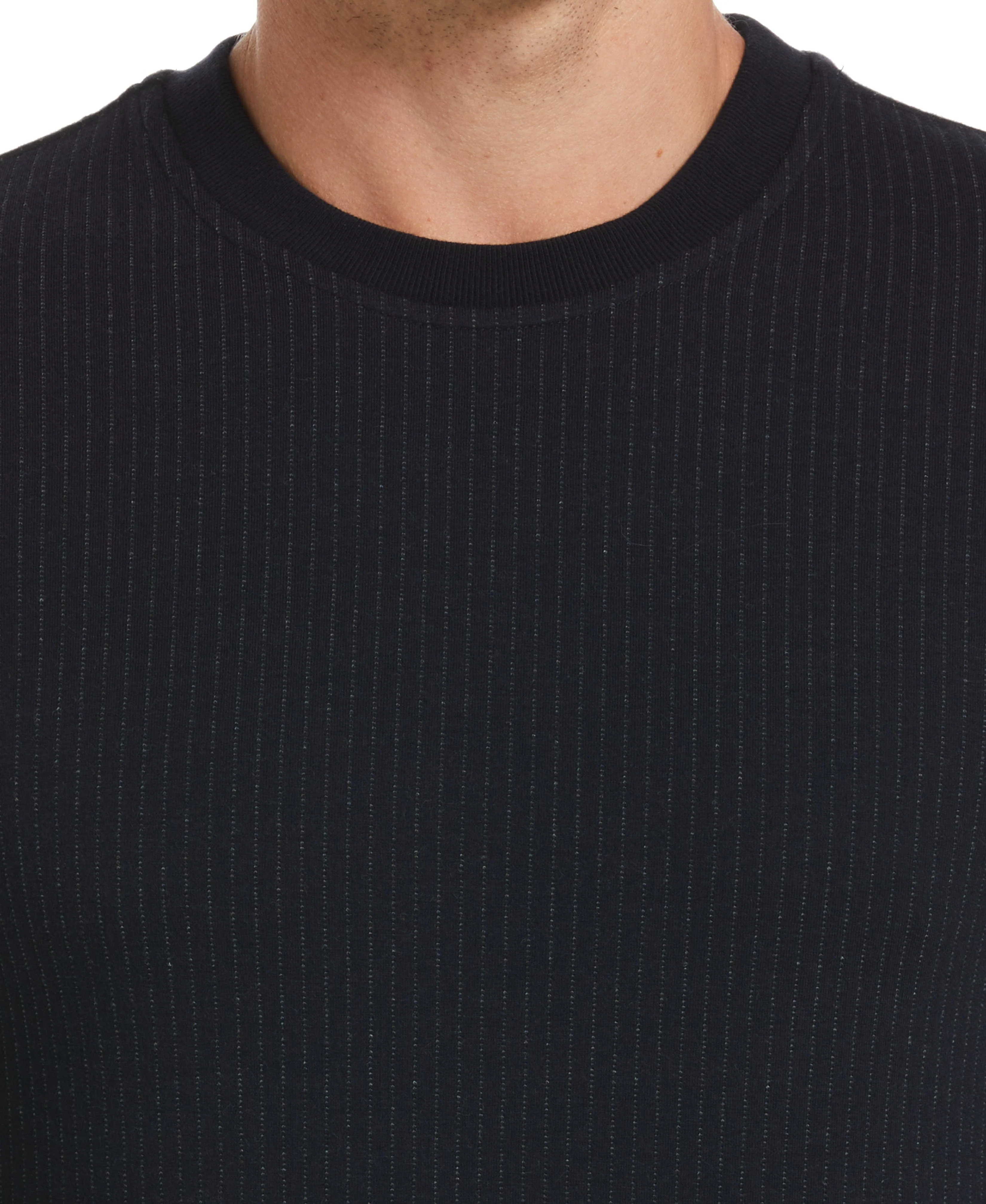 Tech Knit Pinstripe Crew Neck Sweater