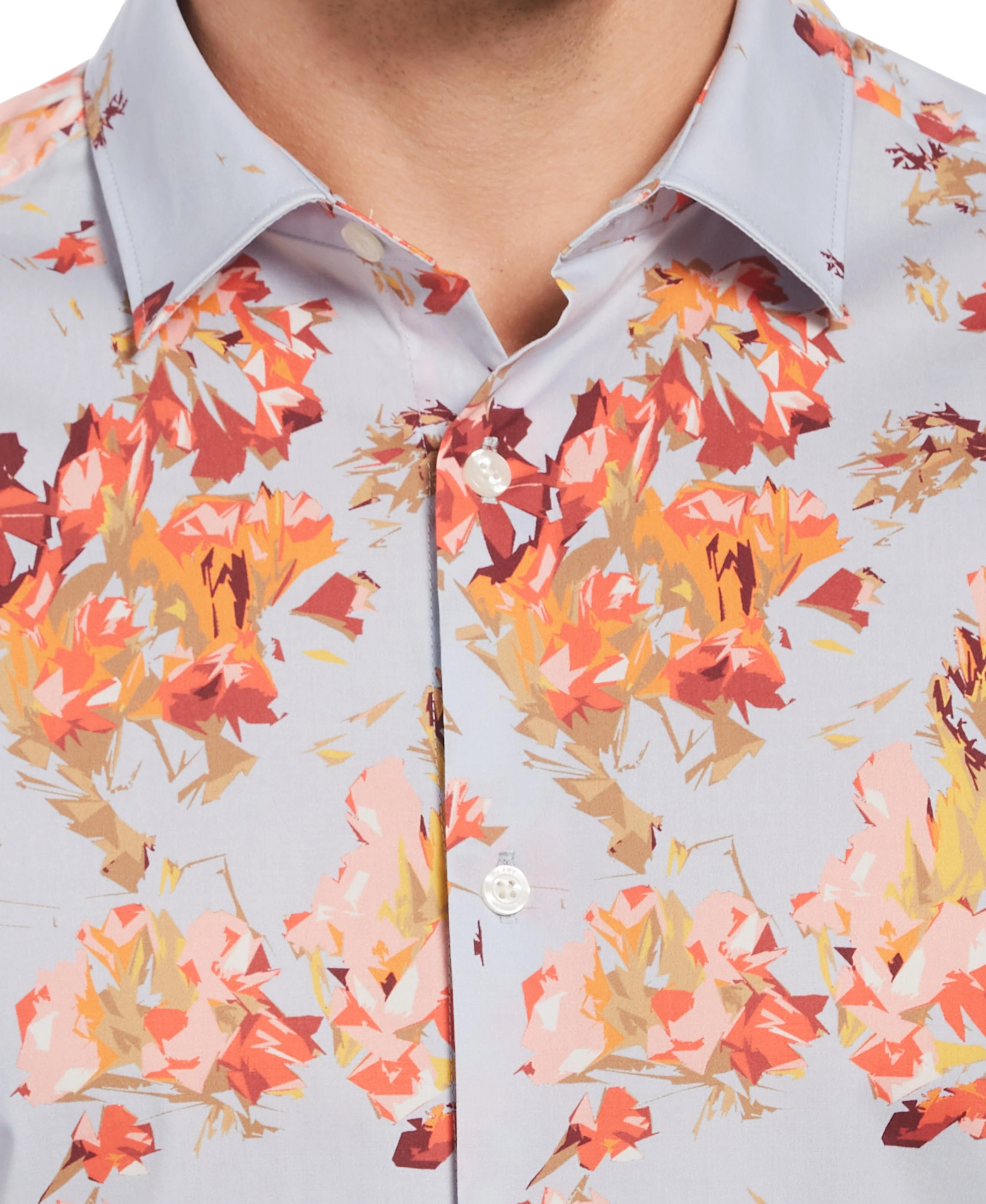 Multi-Color Floral Print Stretch Shirt