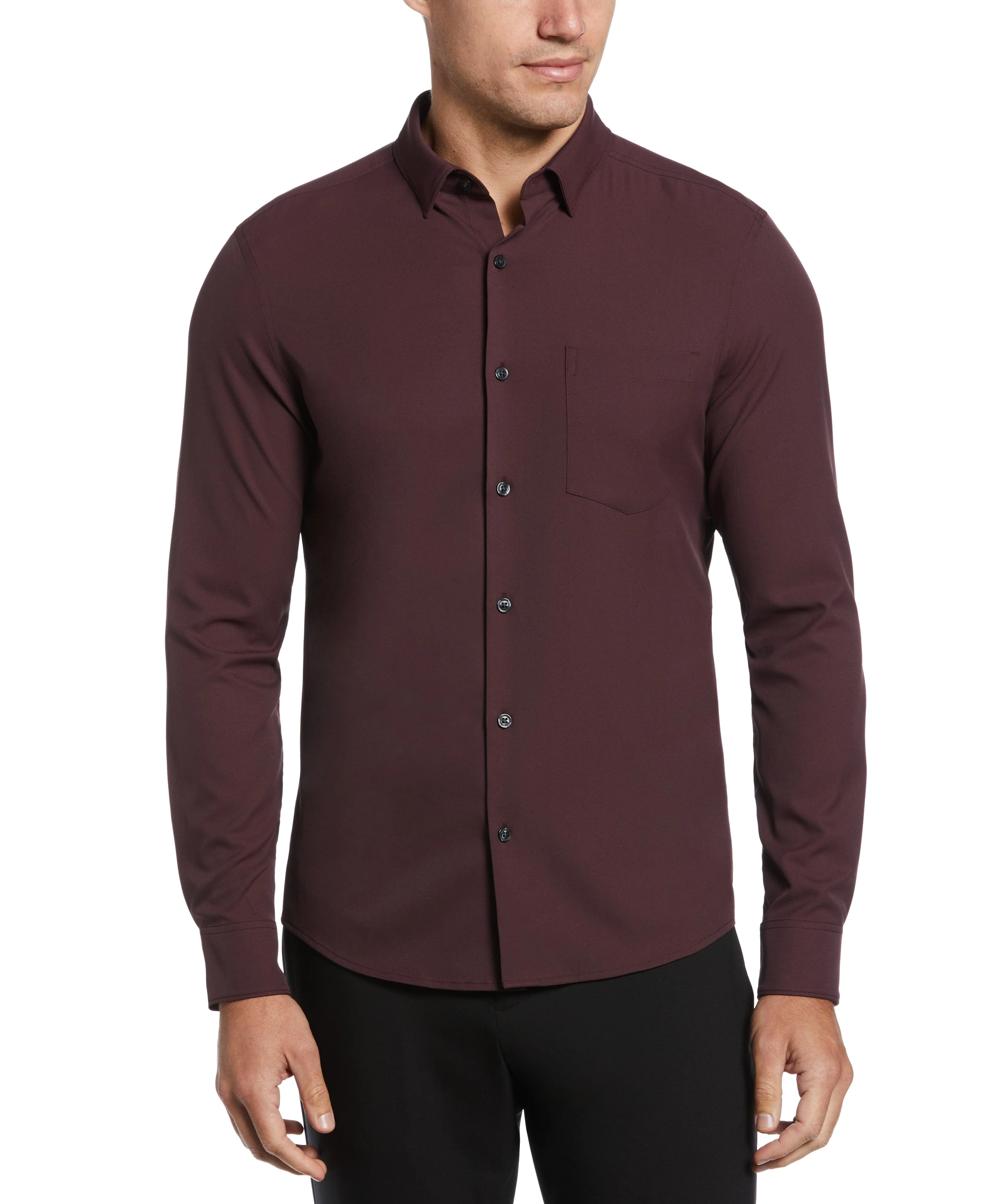 Untucked Total Stretch Slim Fit Solid Shirt - Brown