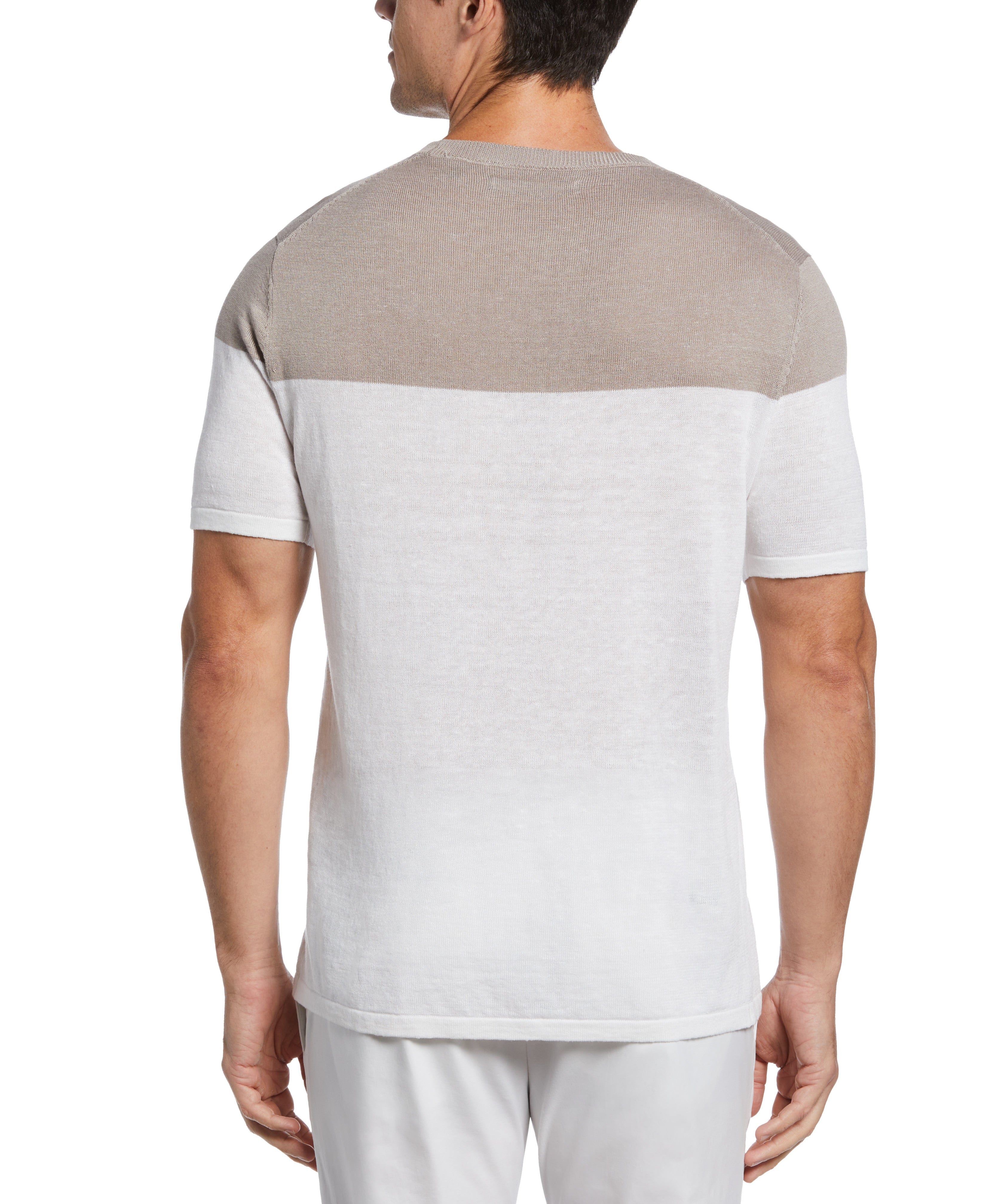 Linen Blend Color Block Tee