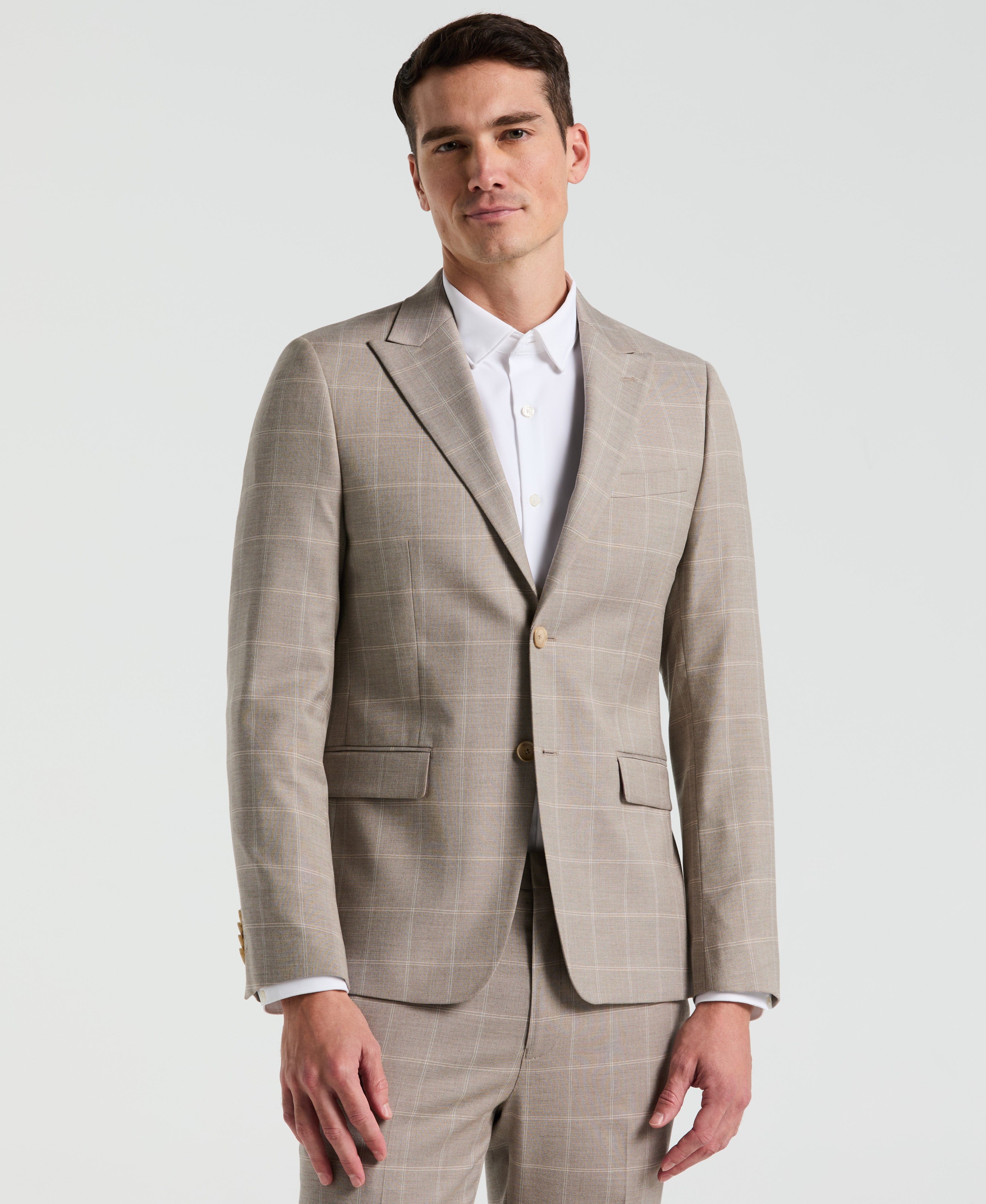 Skinny Fit Windowpane Pattern Suit Jacket