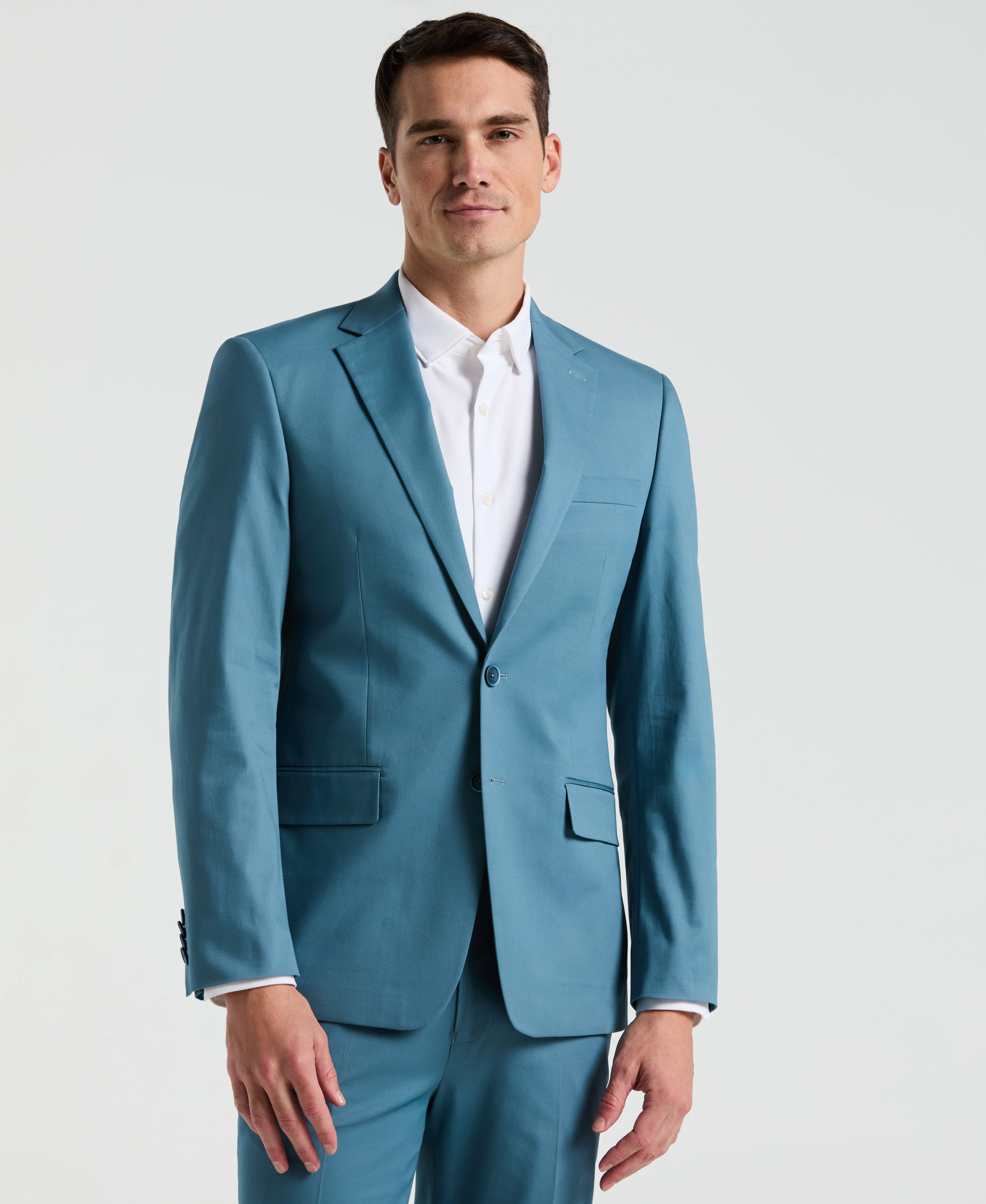 Slim Fit Solid Cotton Blend Suit Jacket