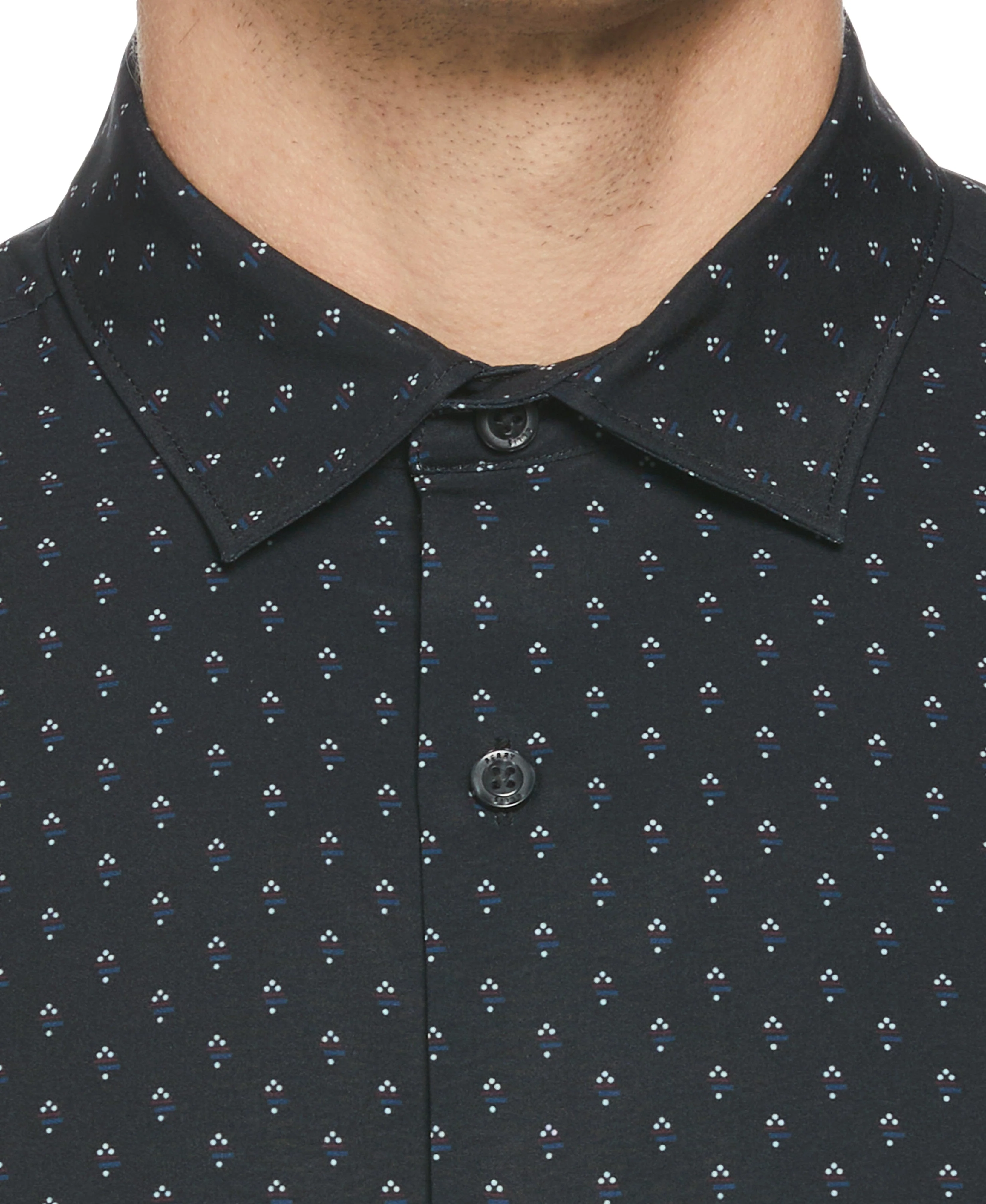 Total Stretch Rolled Sleeve Micro Geometric Shirt