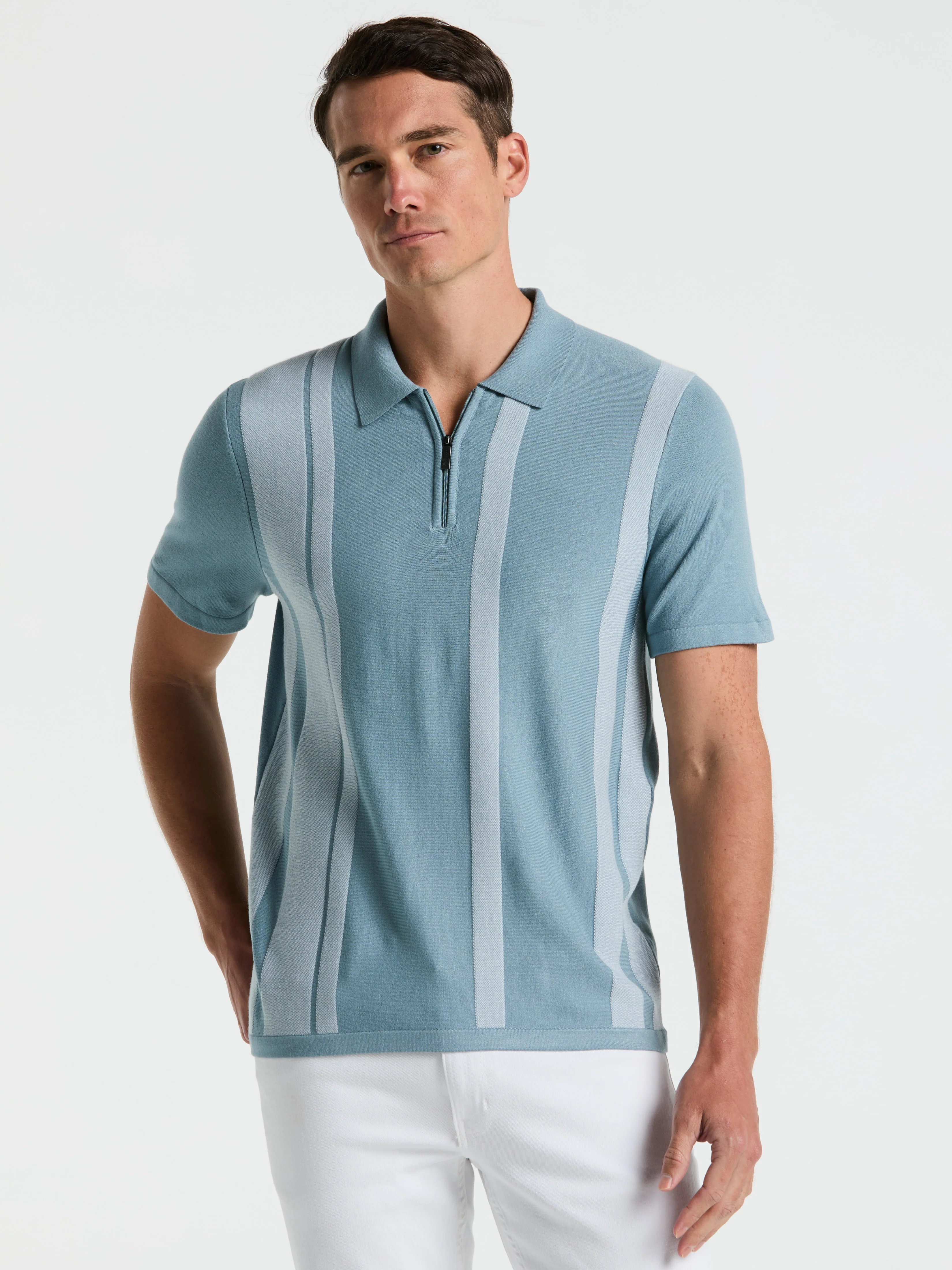 Short Sleeve Tech Stretch Zip Polo