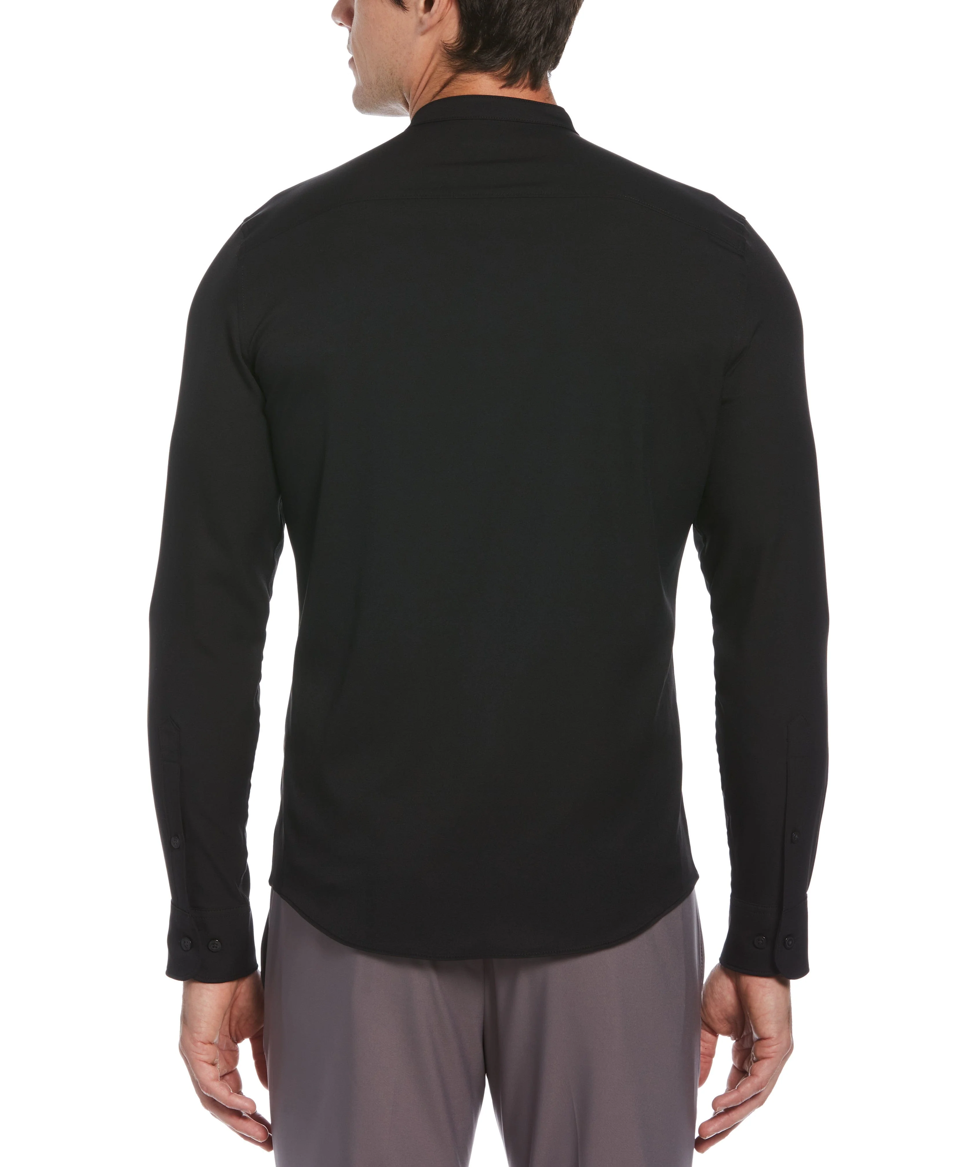 Big & Tall Untucked Total Stretch Banded Collar Shirt - Black