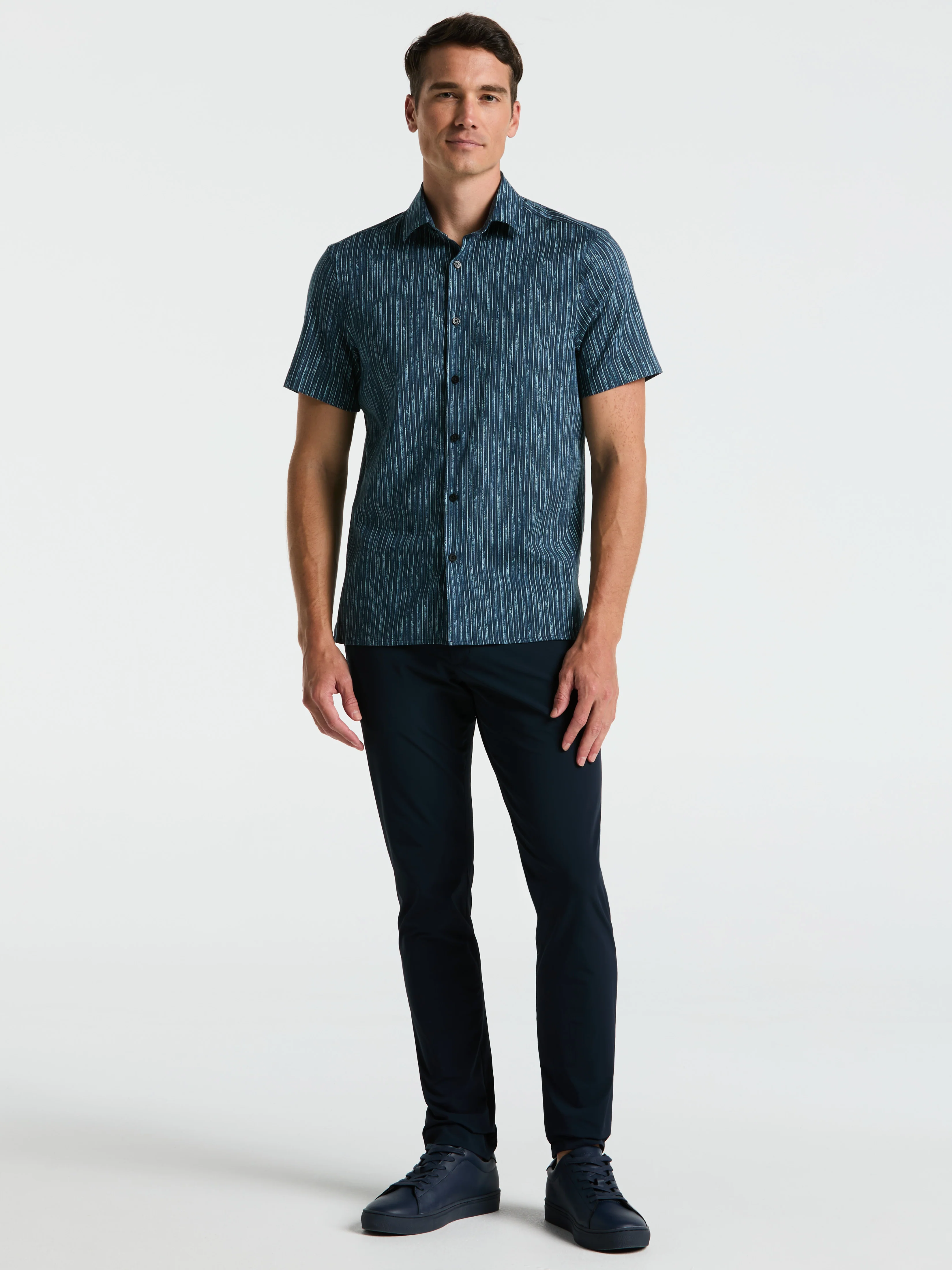 Short Sleeve Button Down Striped Shirt