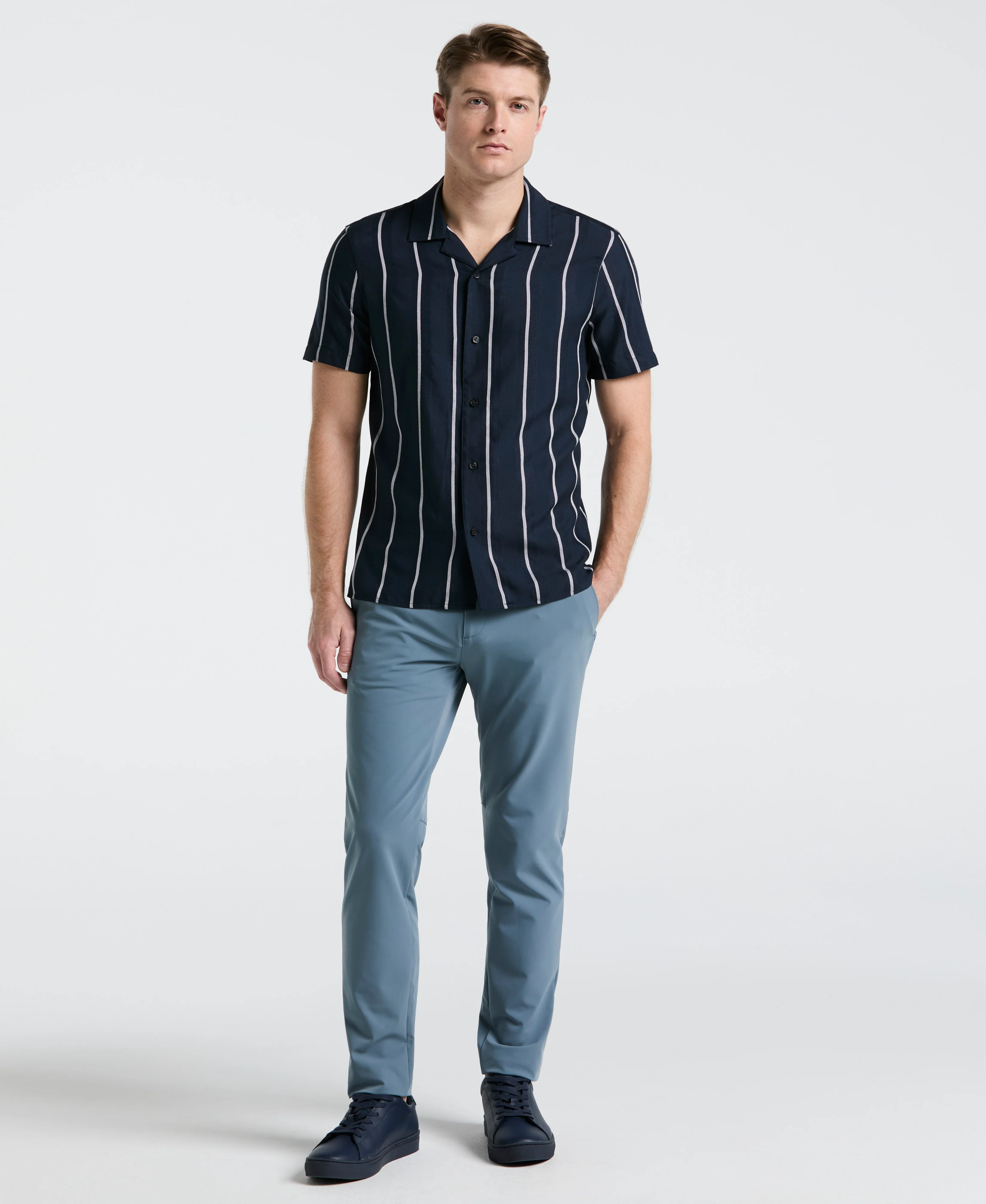 EcoVero™ Striped Camp Collar Shirt