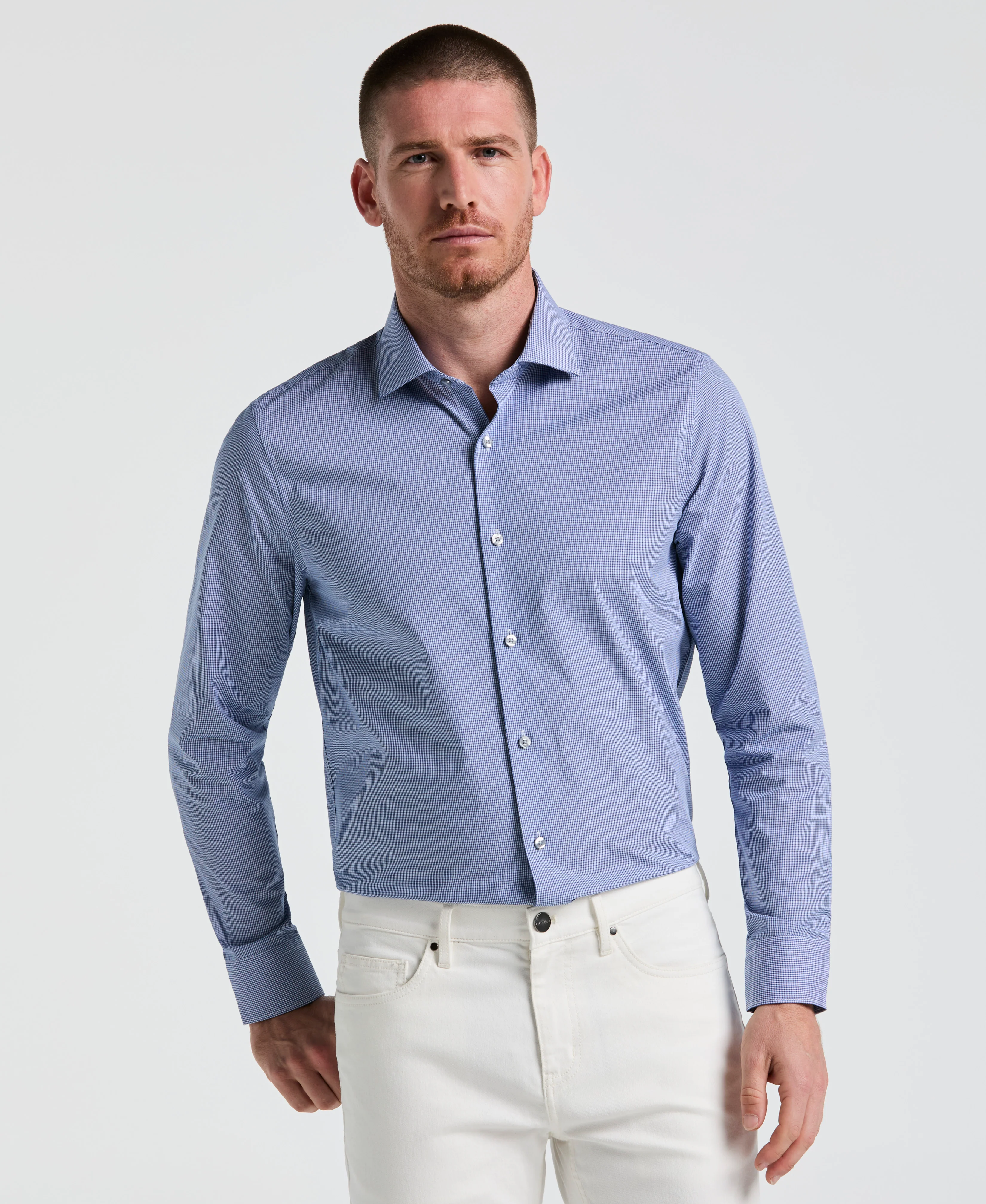 Stretch Micro Gingham Dress Shirt
