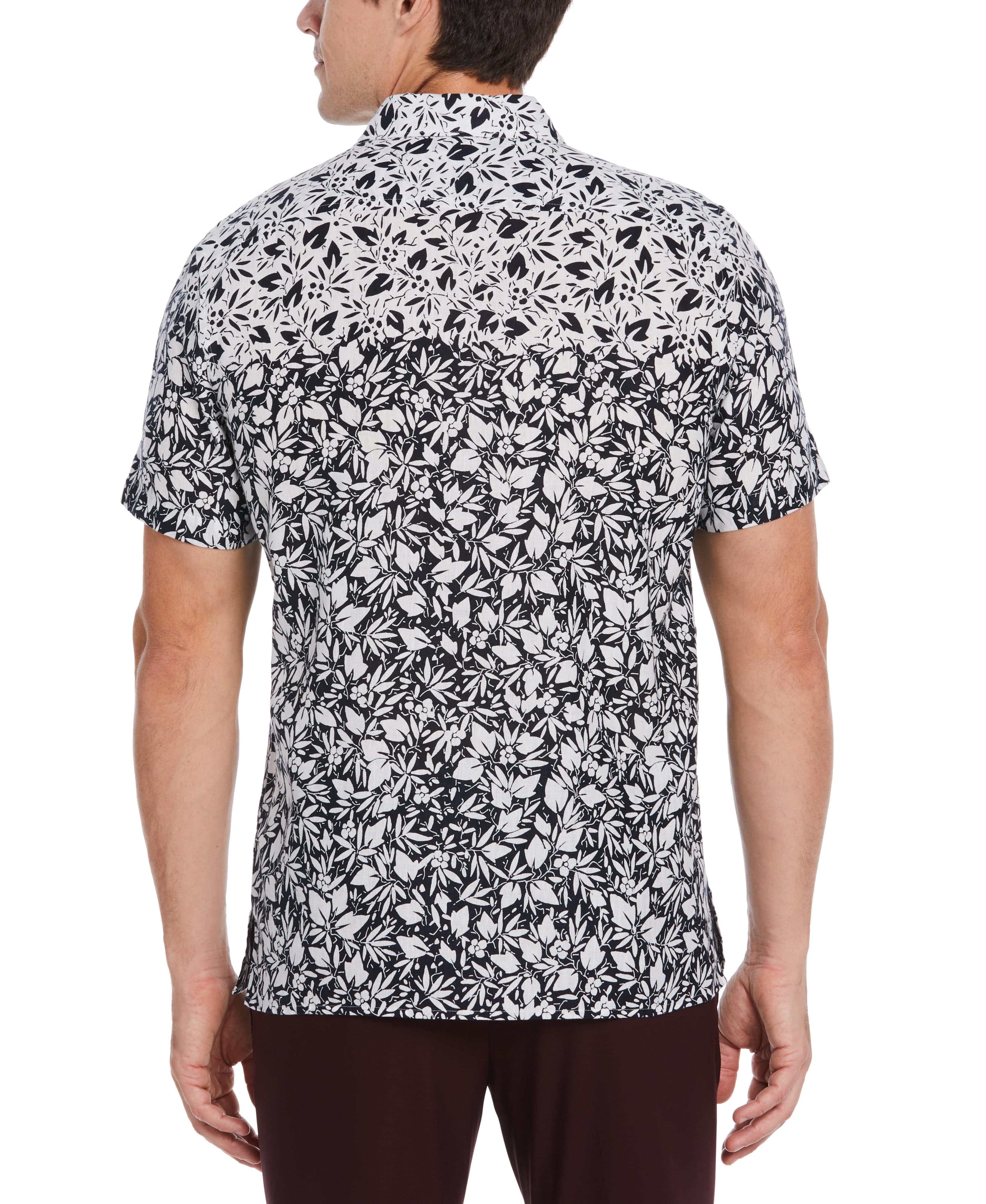 Linen Blend Floral Ombre Print Shirt