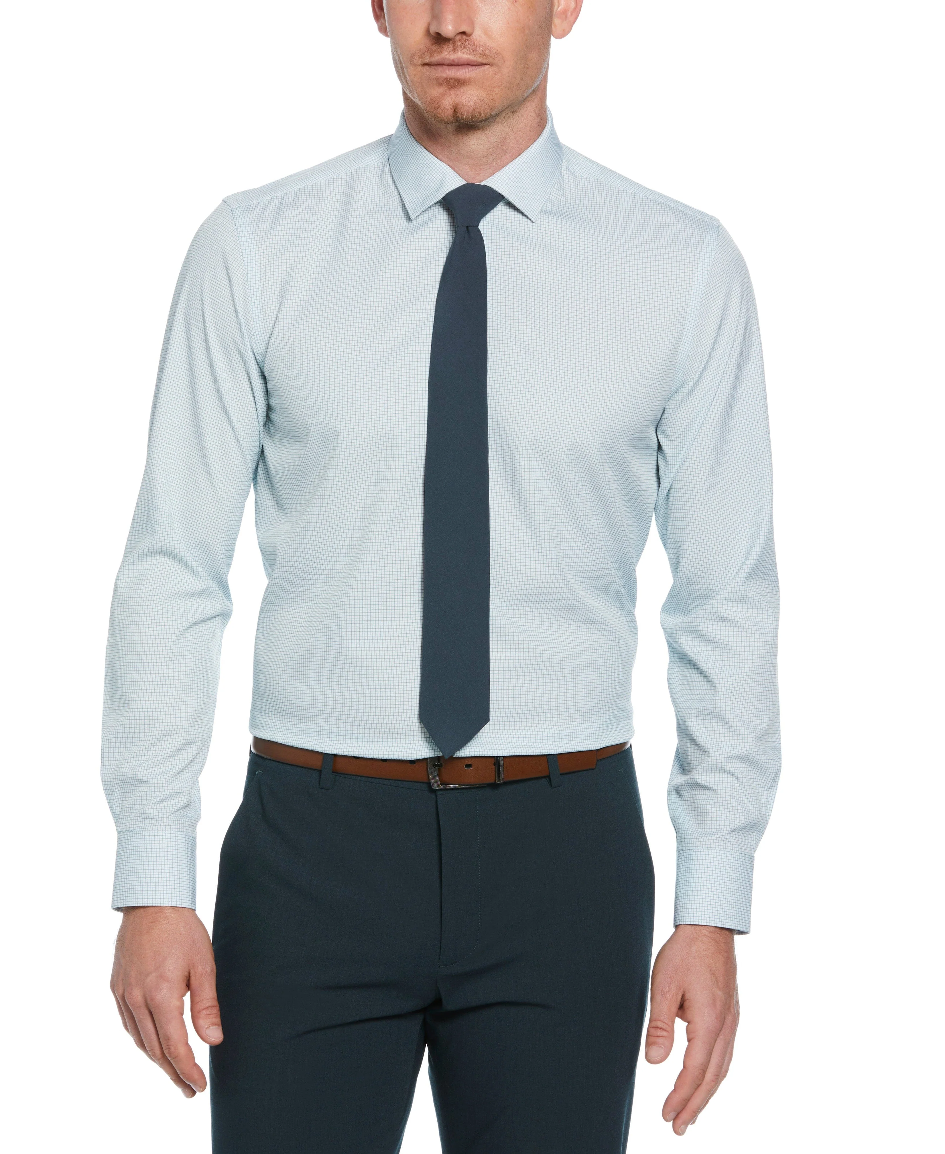 Slim Fit Stretch Small Check Dress Shirt