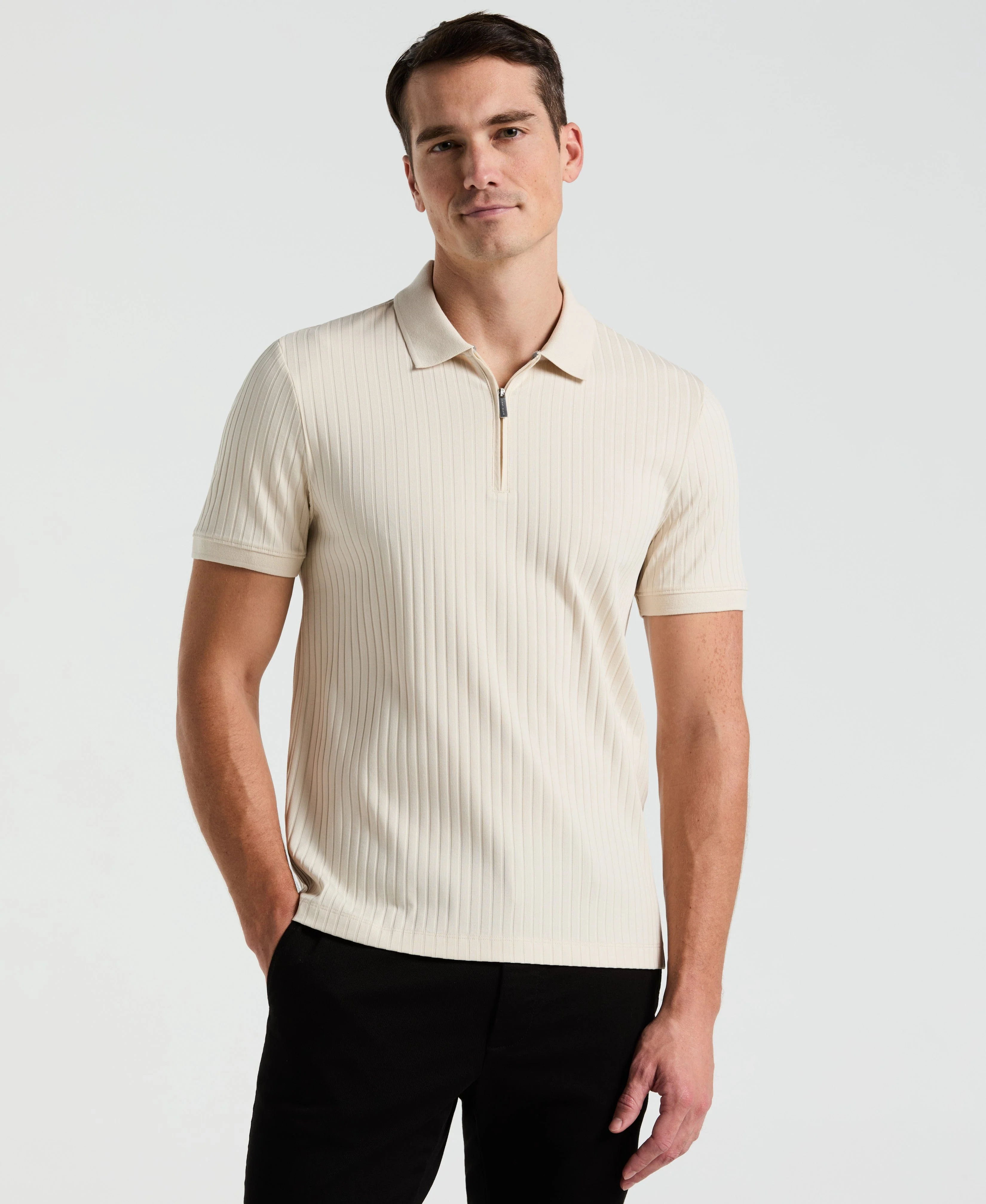 Ribbed Quarter Zip Polo