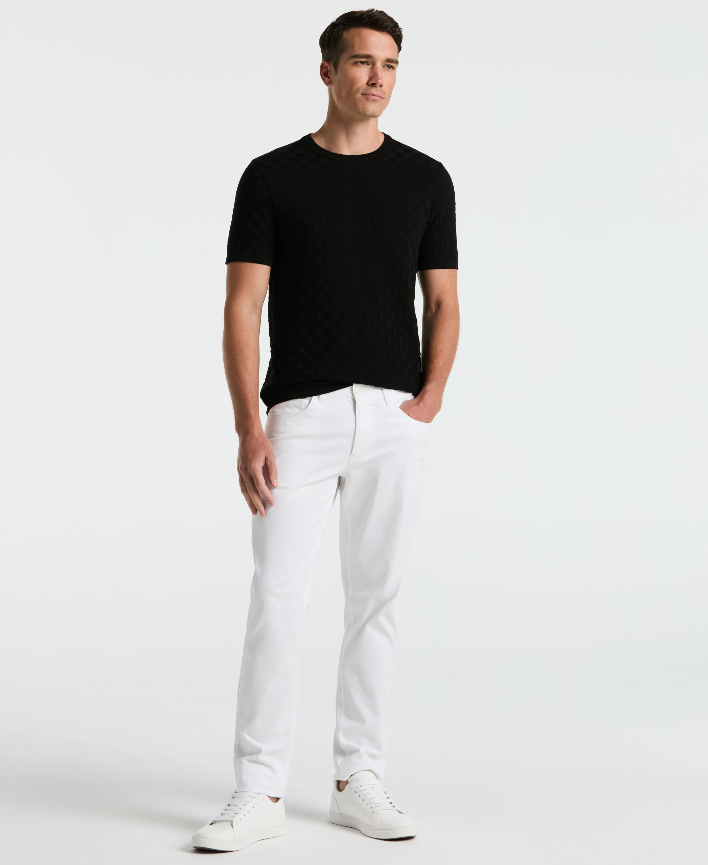 Square Pattern Crew Neck Sweater Tee