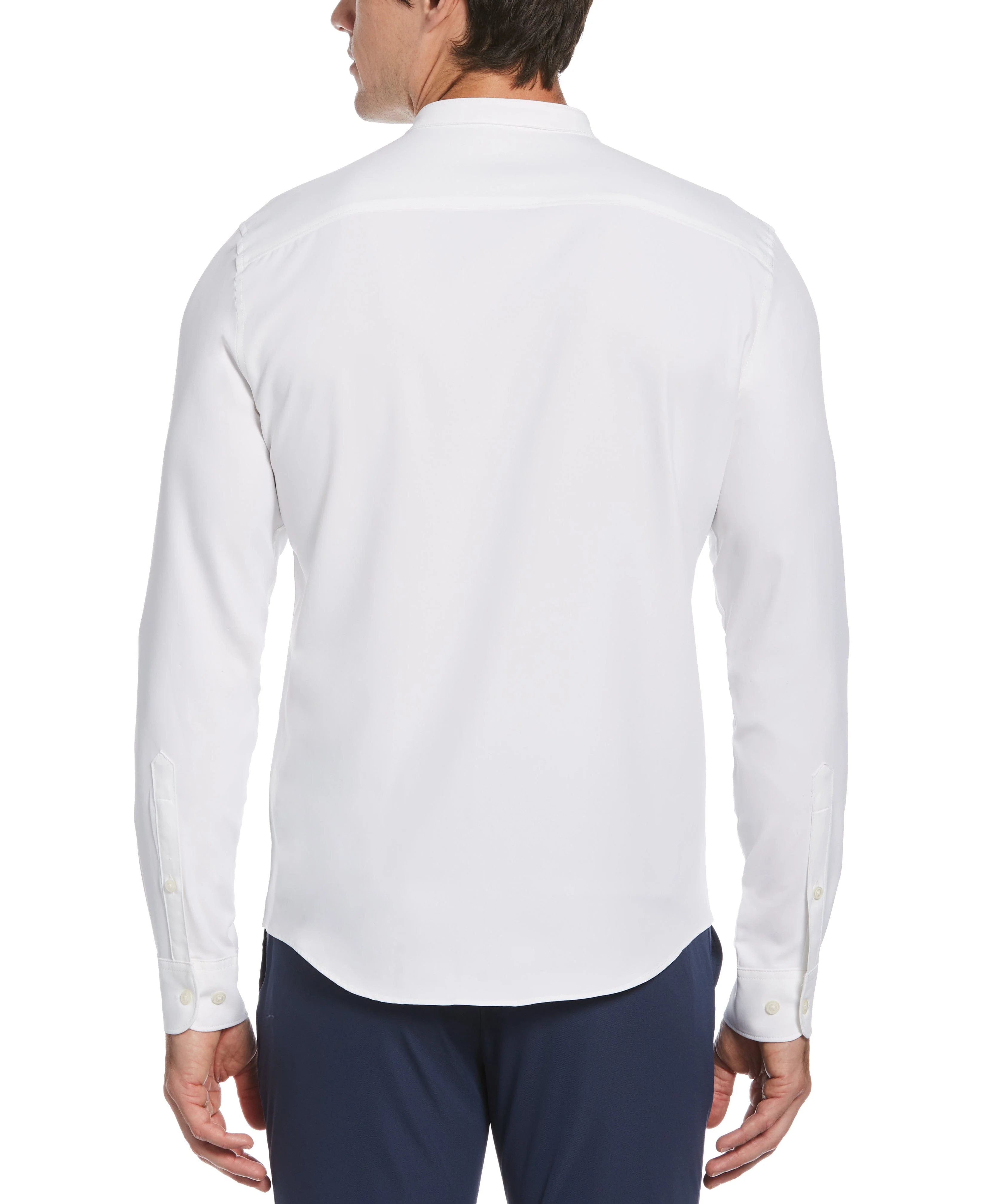 Tall Untucked Total Stretch Slim Fit Banded Collar Shirt - White