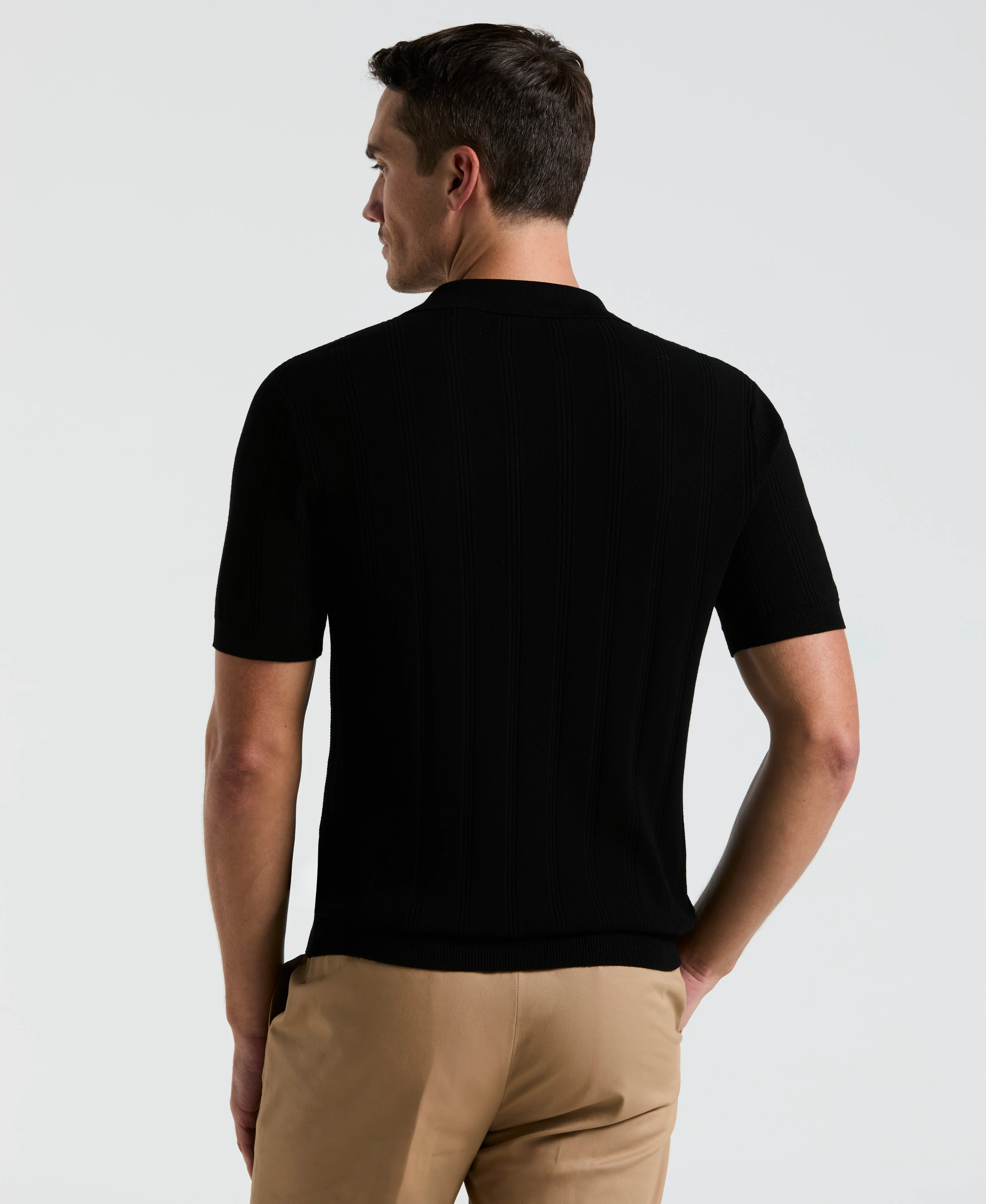 Mesh Stripe Sweater Polo