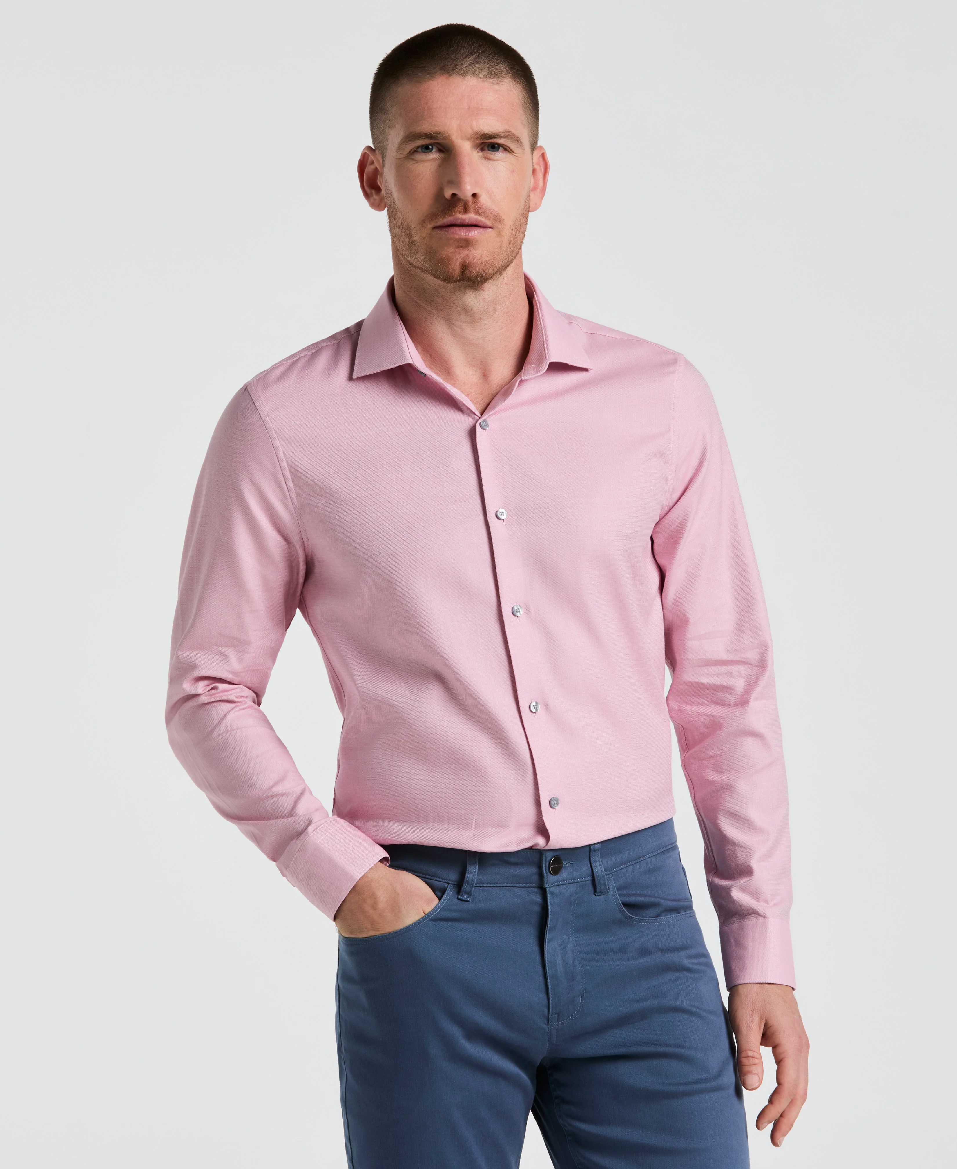 Dobby Micro Diamond Print Dress Shirt