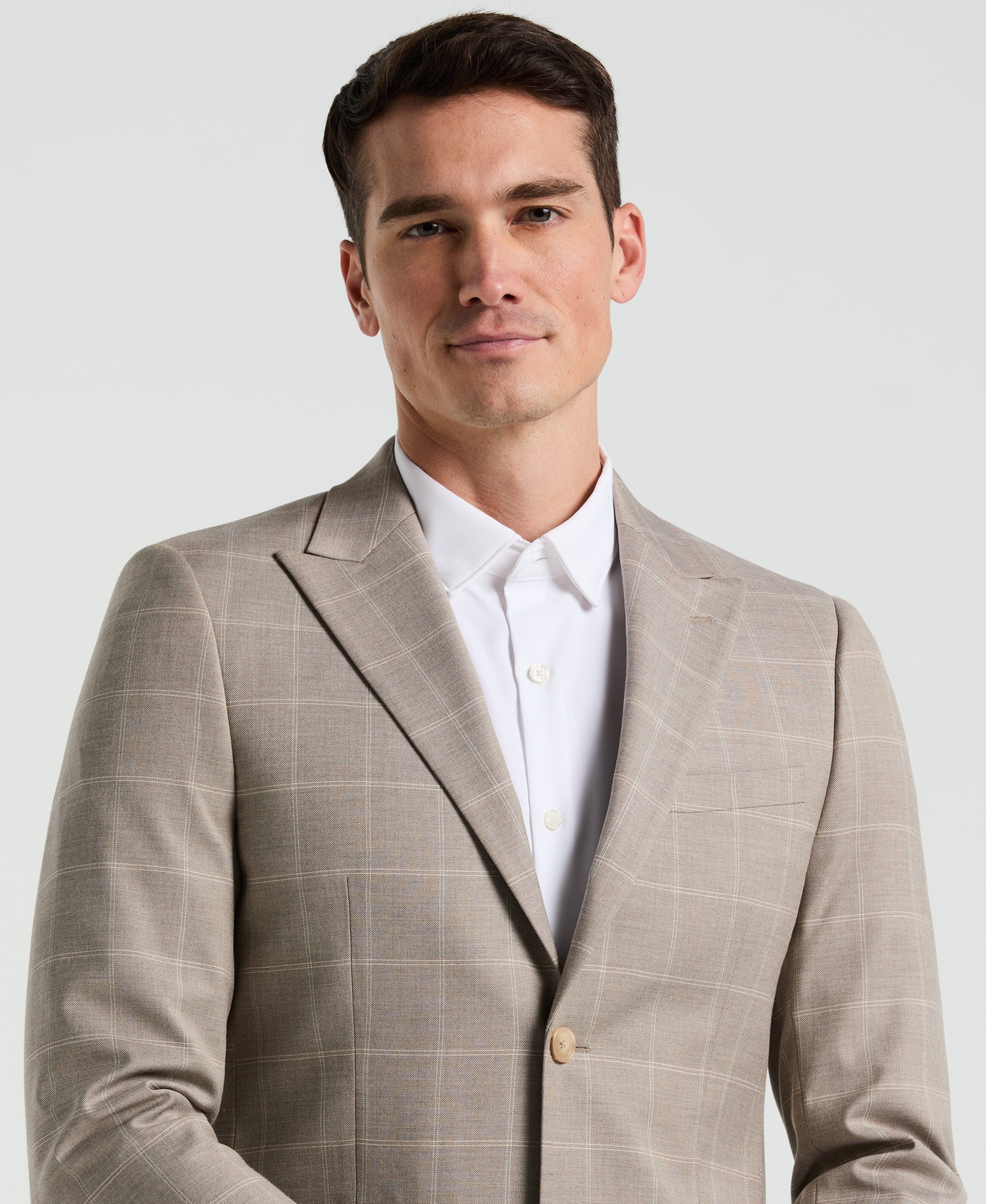 Skinny Fit Windowpane Pattern Suit Jacket