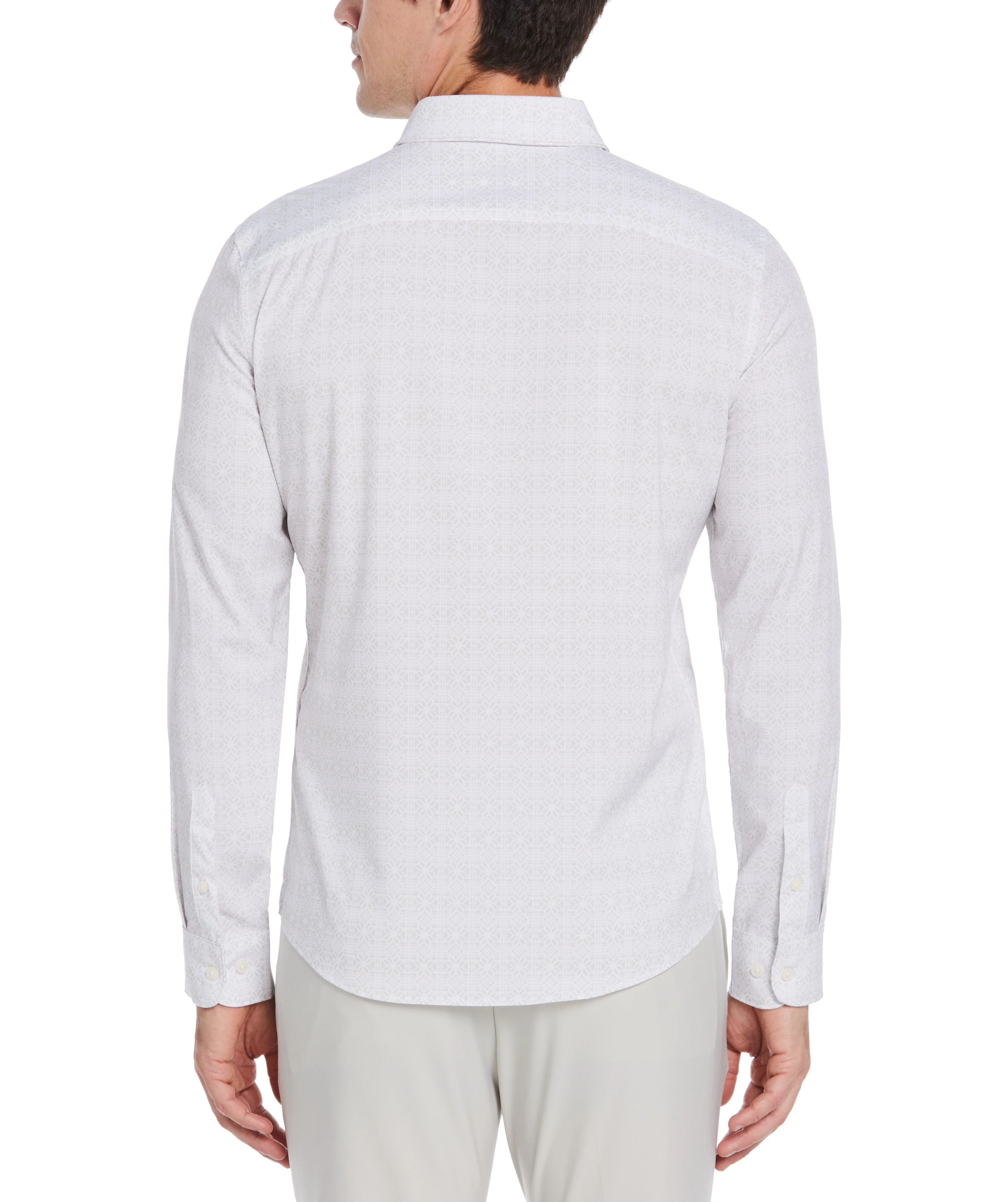 Slim Fit Untucked Total Stretch Slim Fit Mosaic Print Shirt