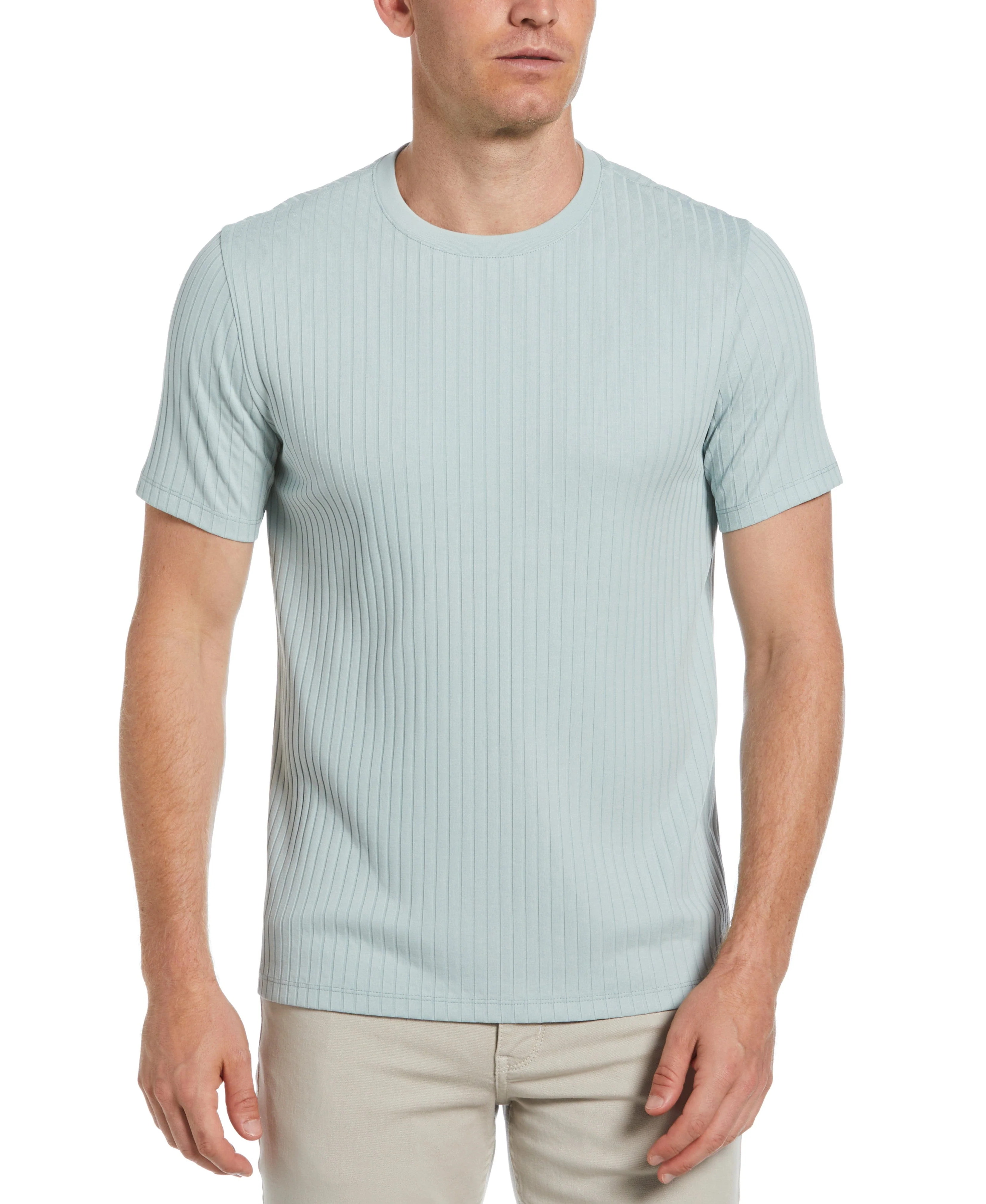 Rib Knit Crew Neck Tee