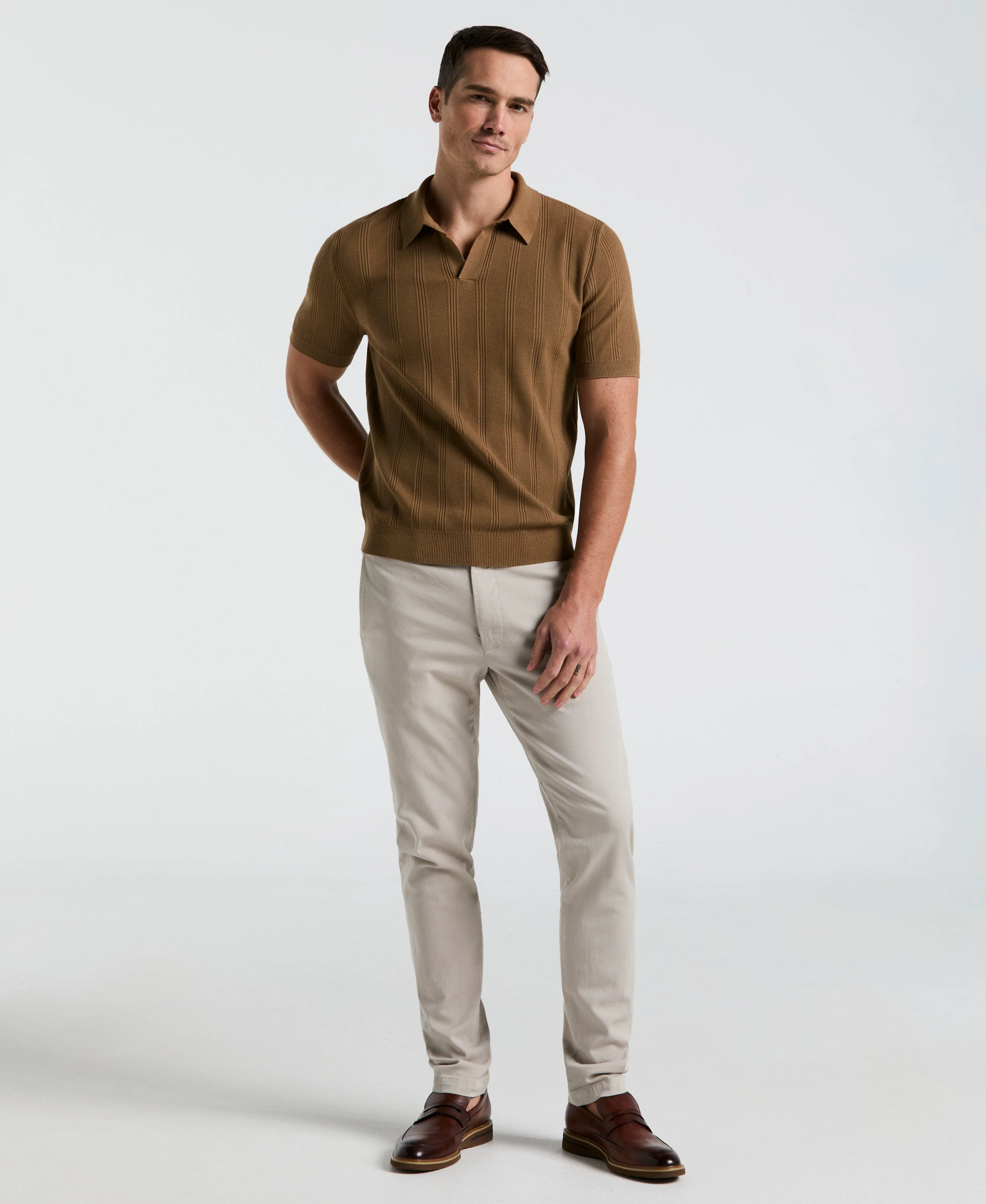 Mesh Stripe Sweater Polo