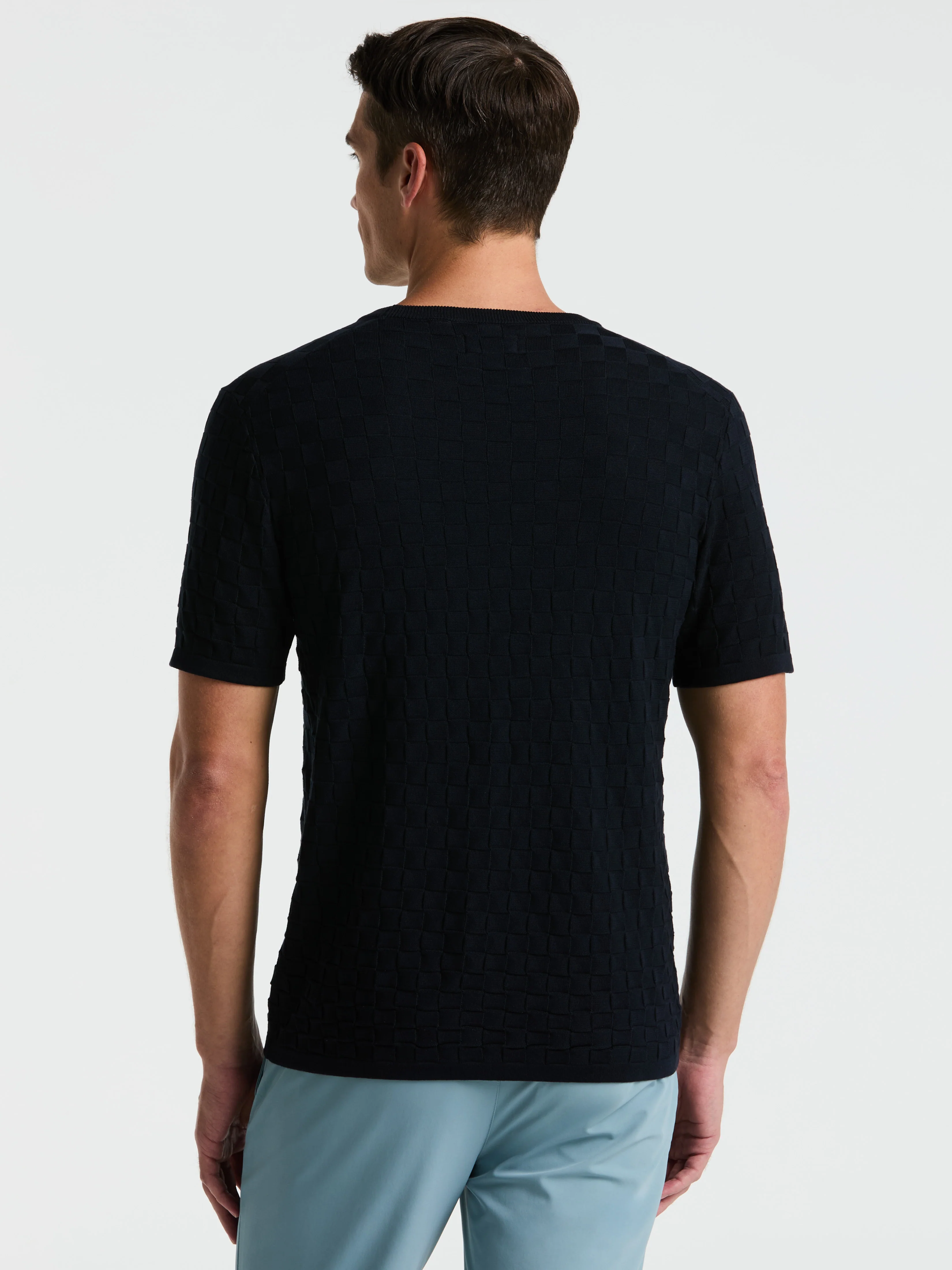 Square Pattern Crew Neck Sweater Tee