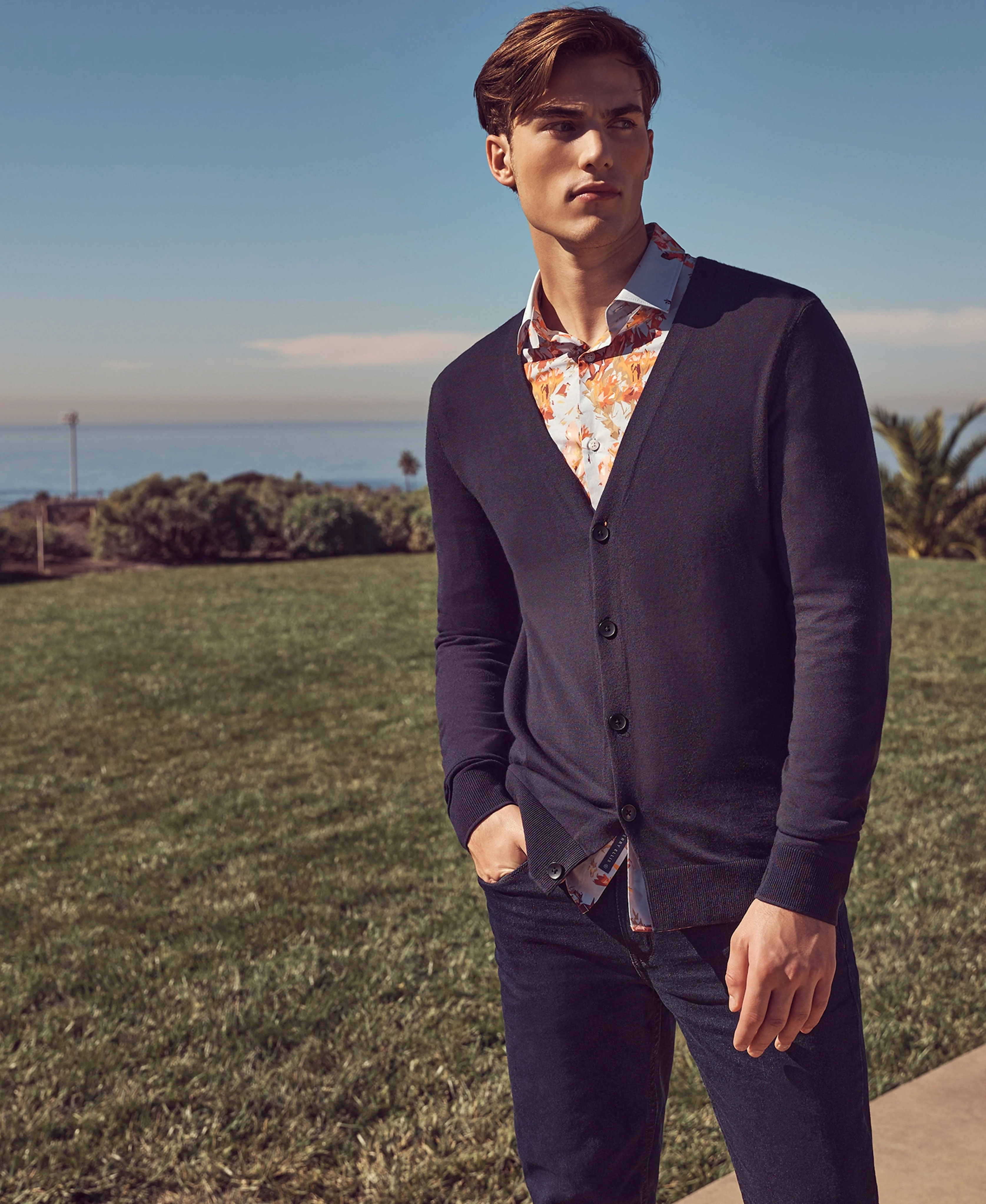 Multi-Color Floral Print Stretch Shirt