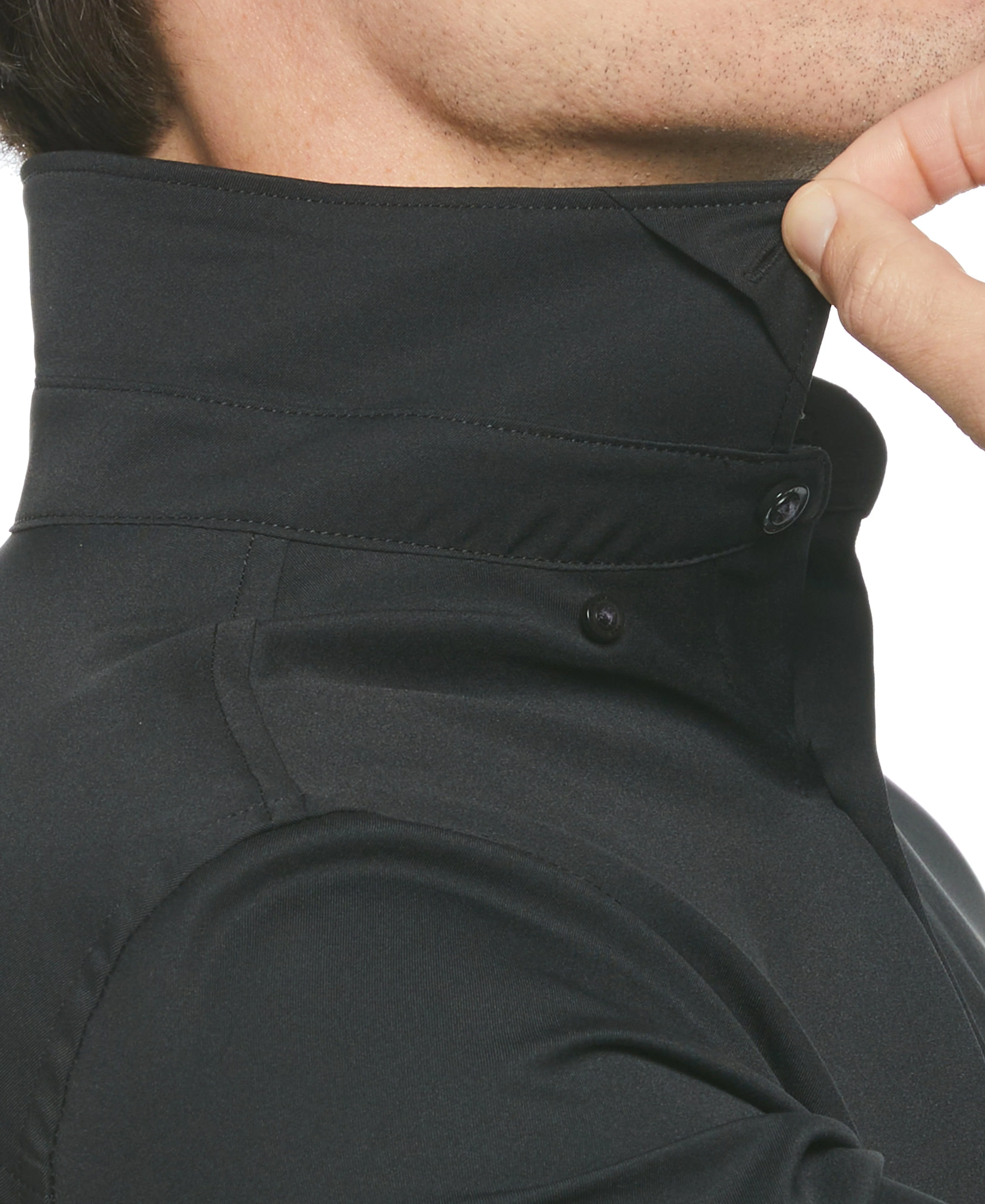 Slim Fit Untucked Total Stretch Solid Shirt - Black