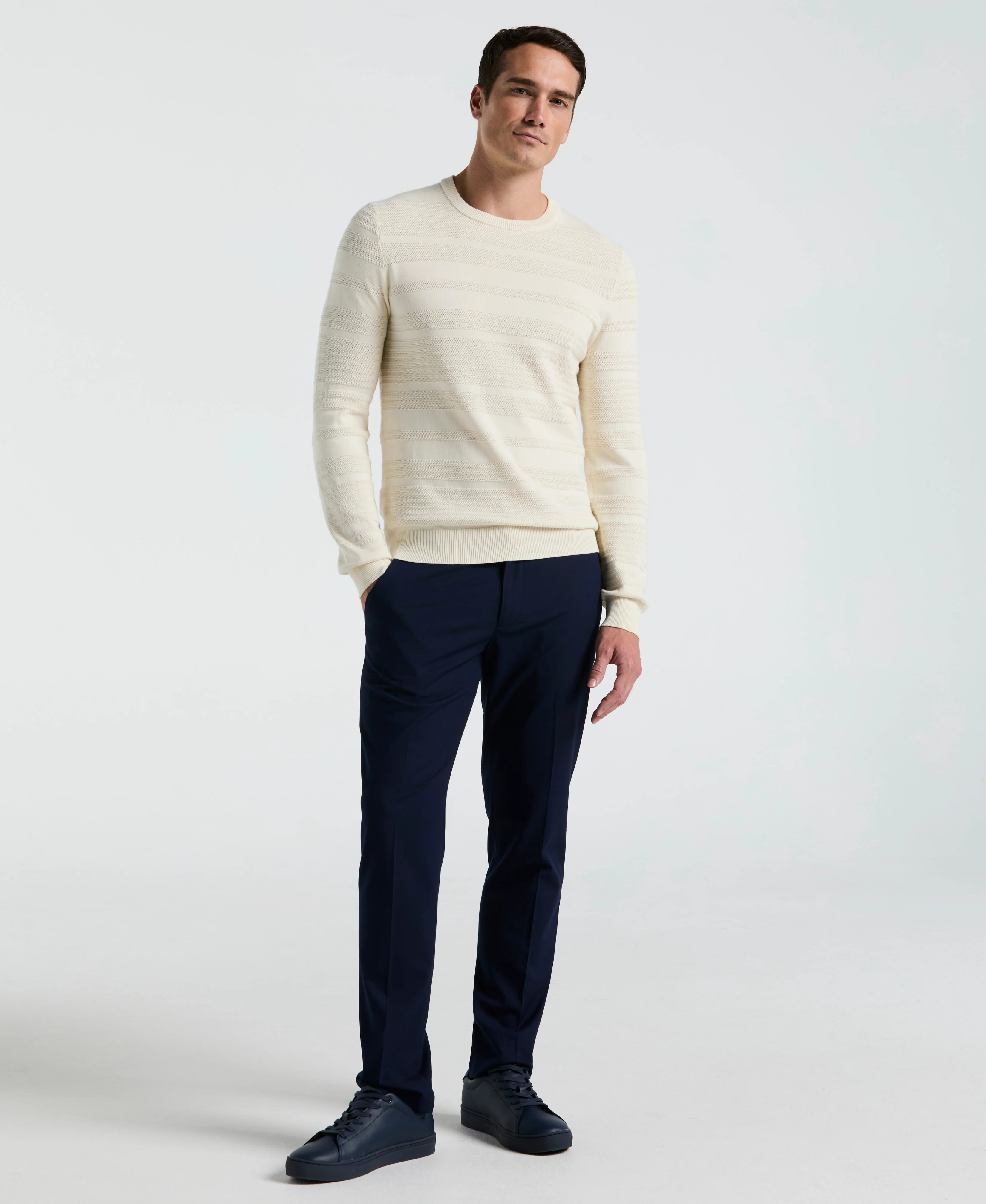 Cotton Open Stitch Crew Sweater
