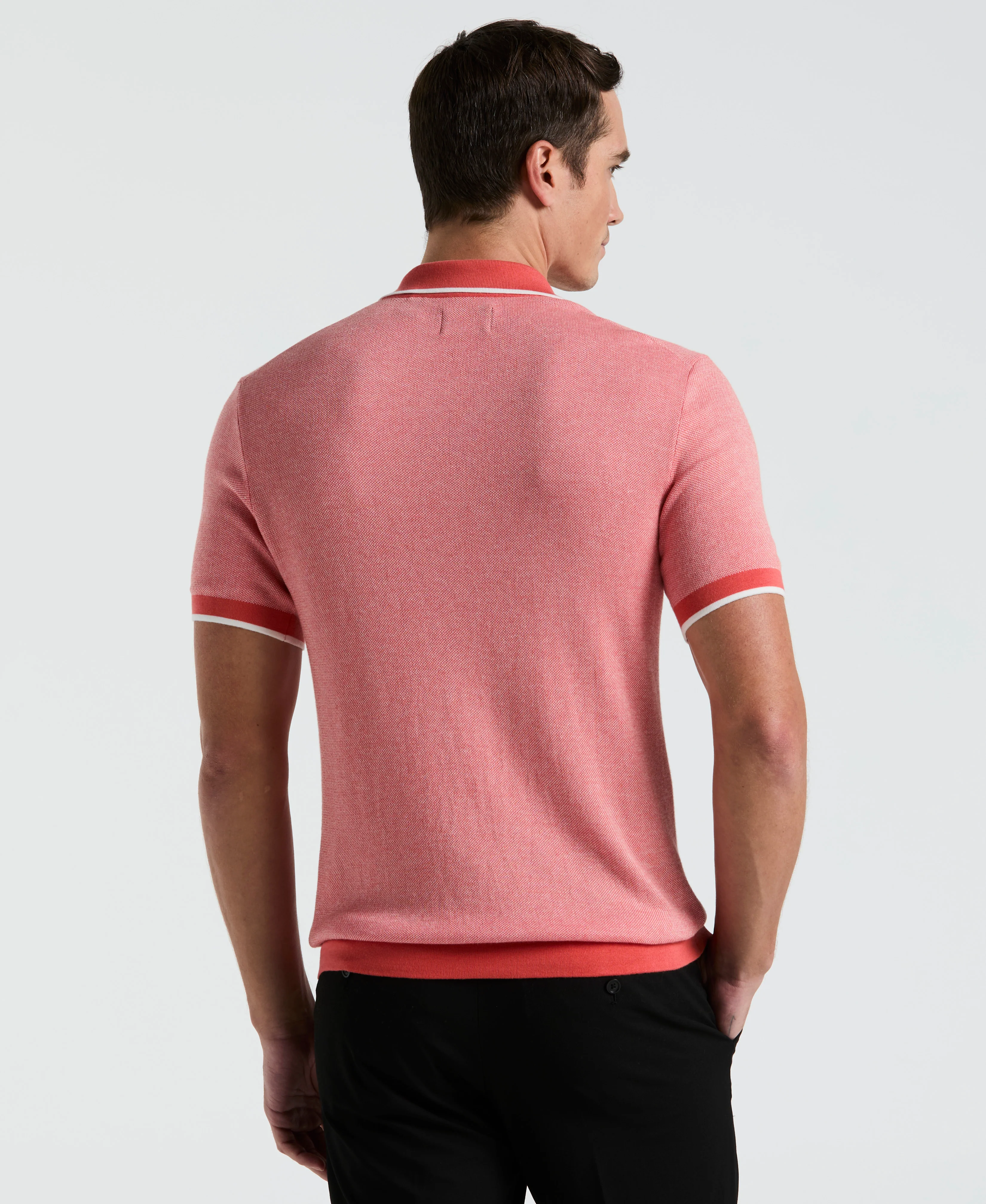 Bi-Color Stitch Zip Polo