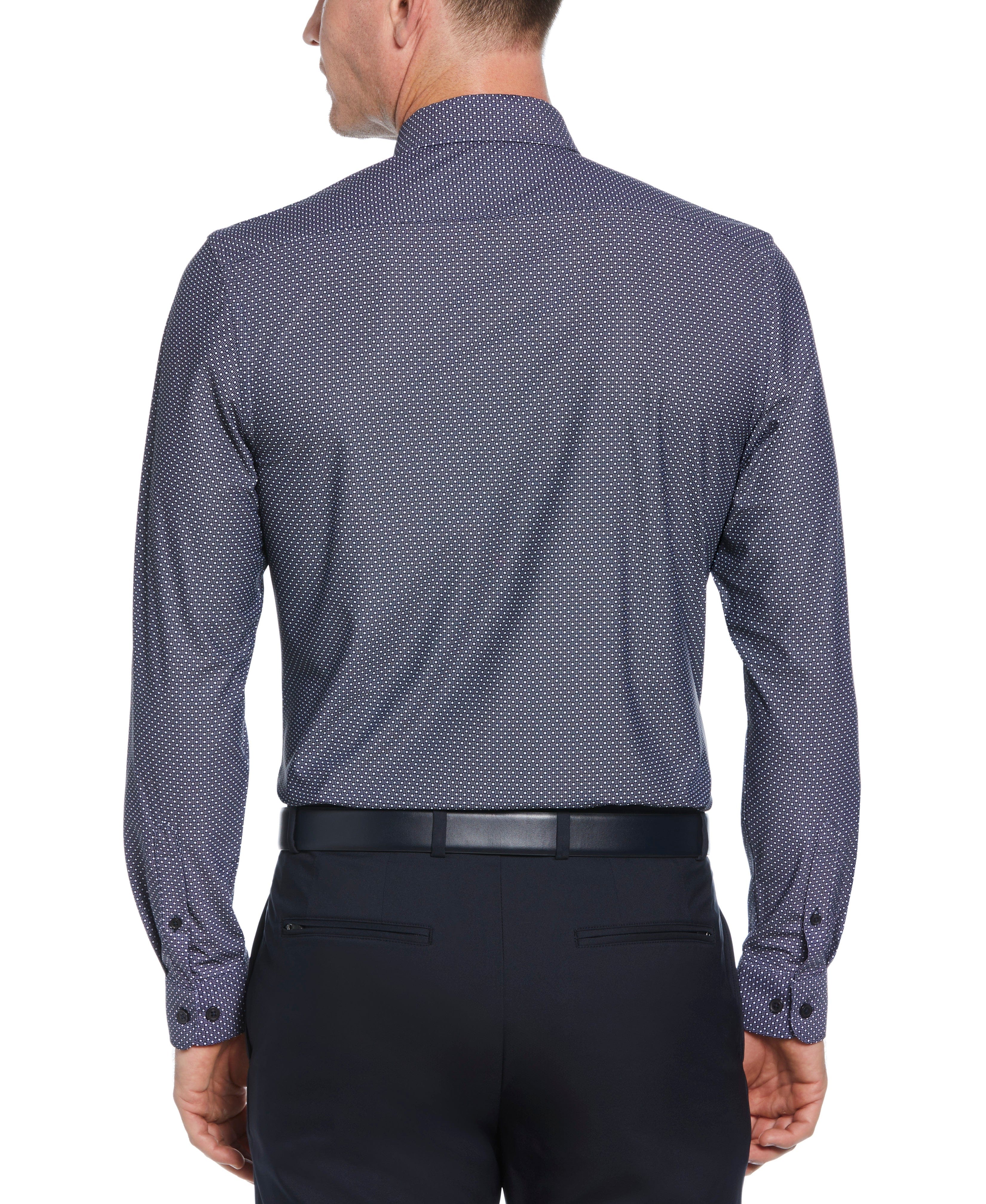 Slim Fit Knit Black and White Dot Dress Shirt