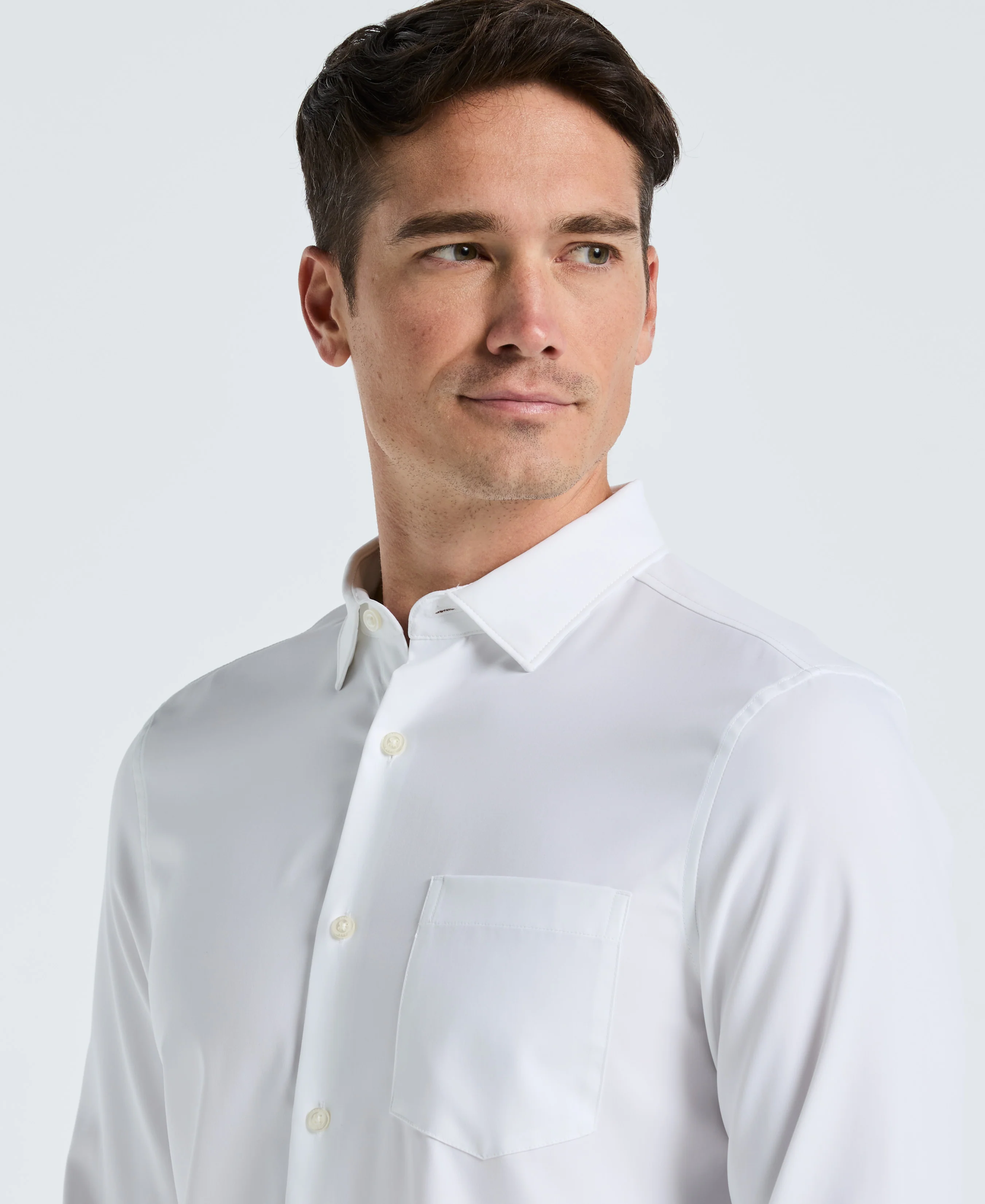 Untucked Total Stretch Slim Fit Solid Shirt - White