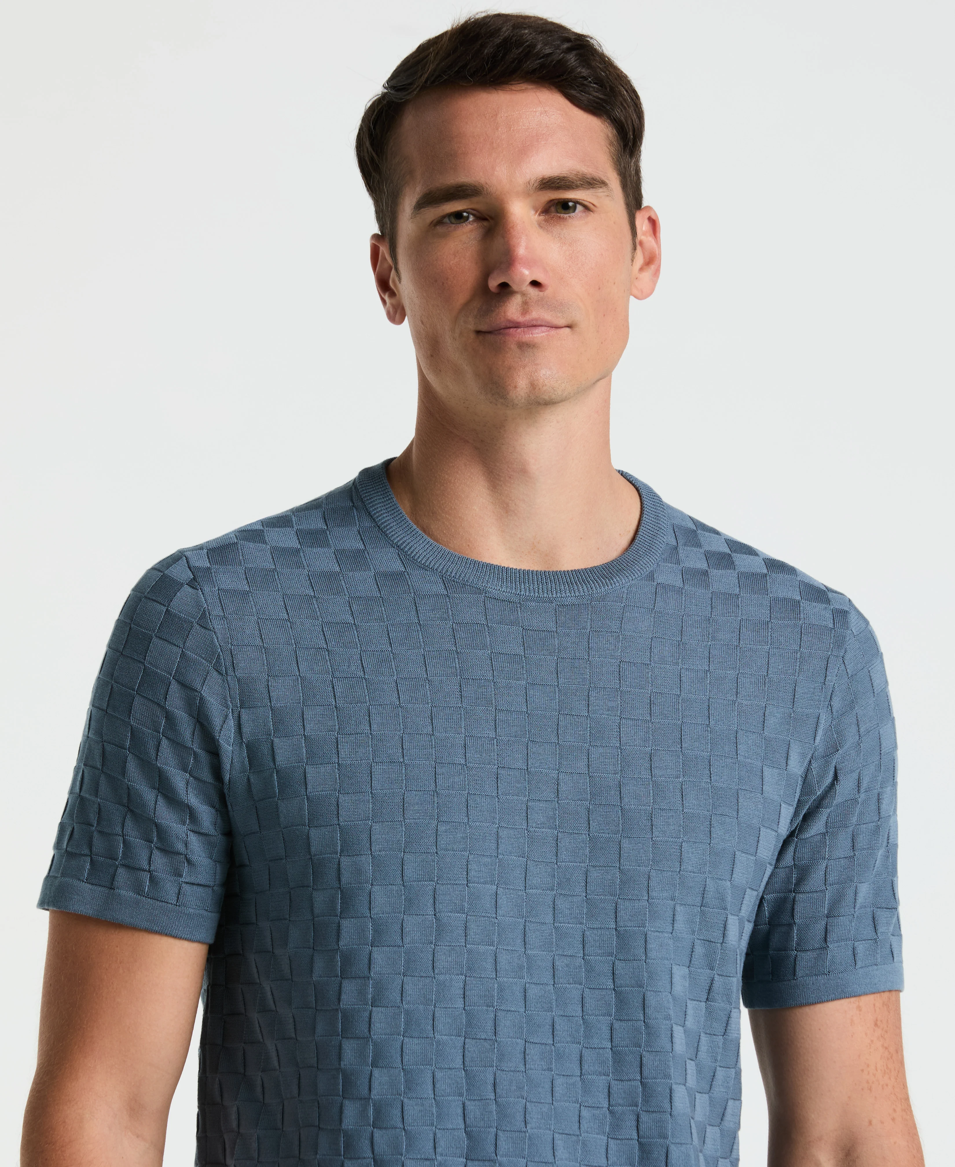 Square Pattern Crew Neck Sweater Tee
