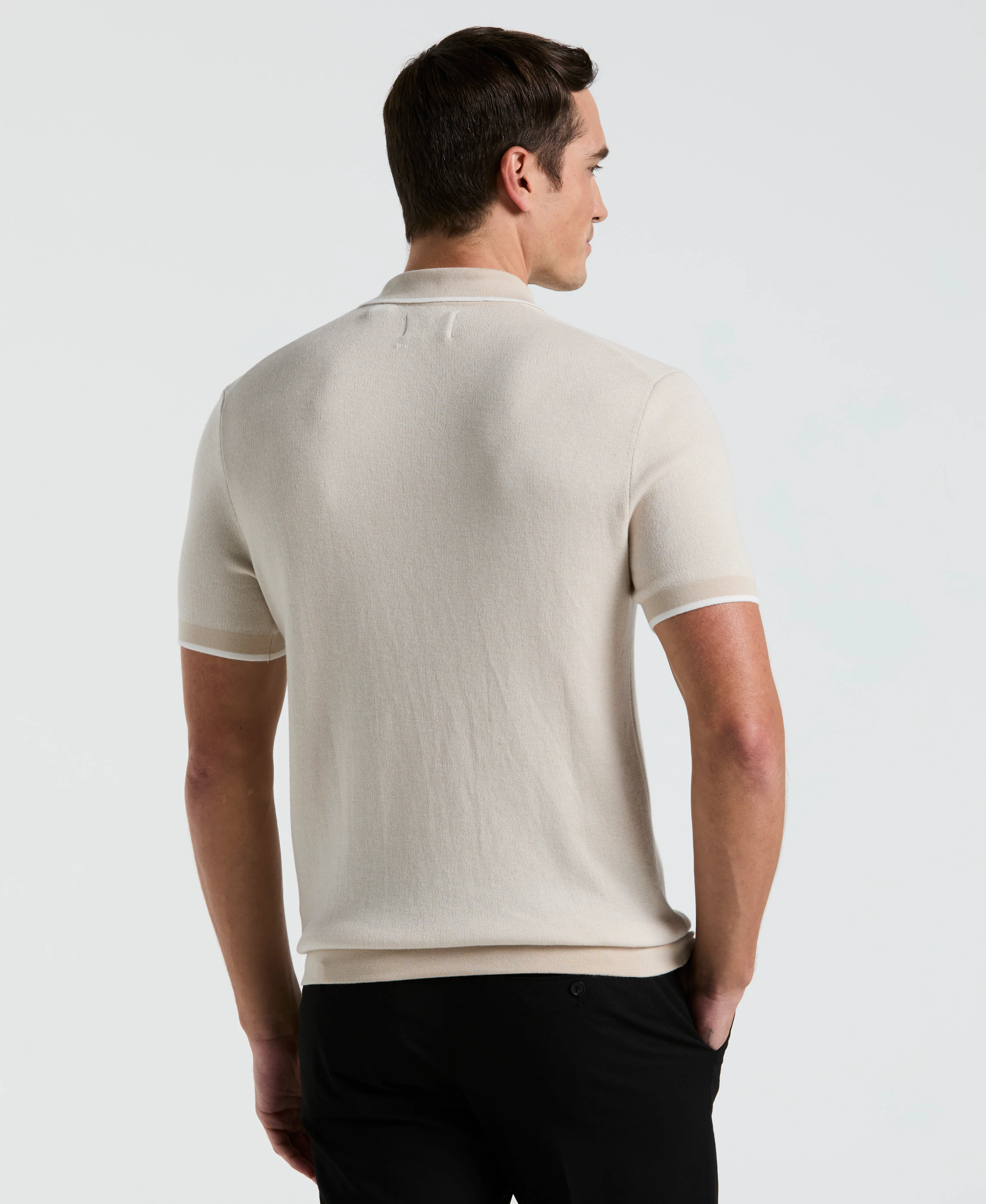 Bi-Color Stitch Zip Polo