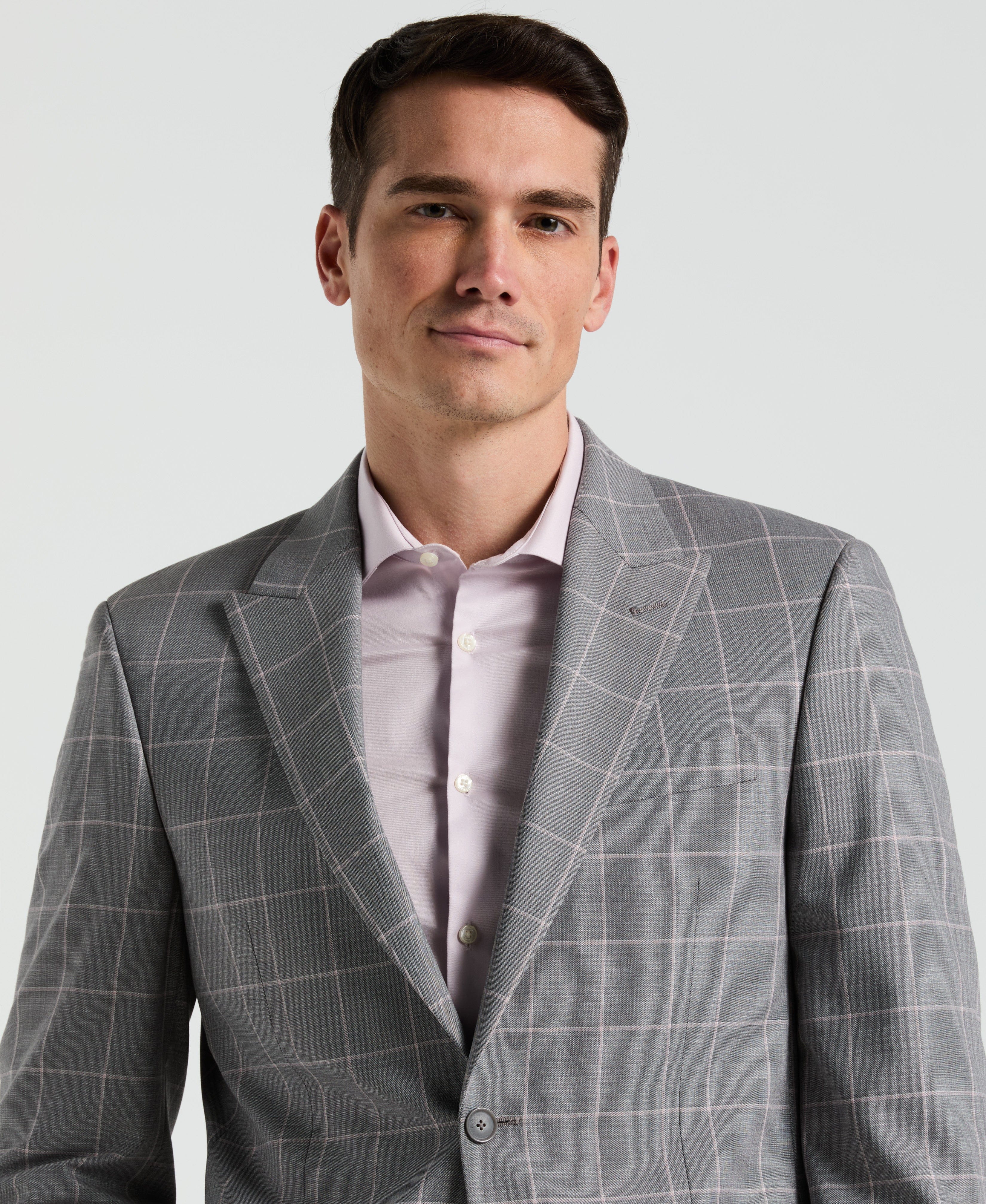 Slim Fit Windowpane Pattern Suit Jacket