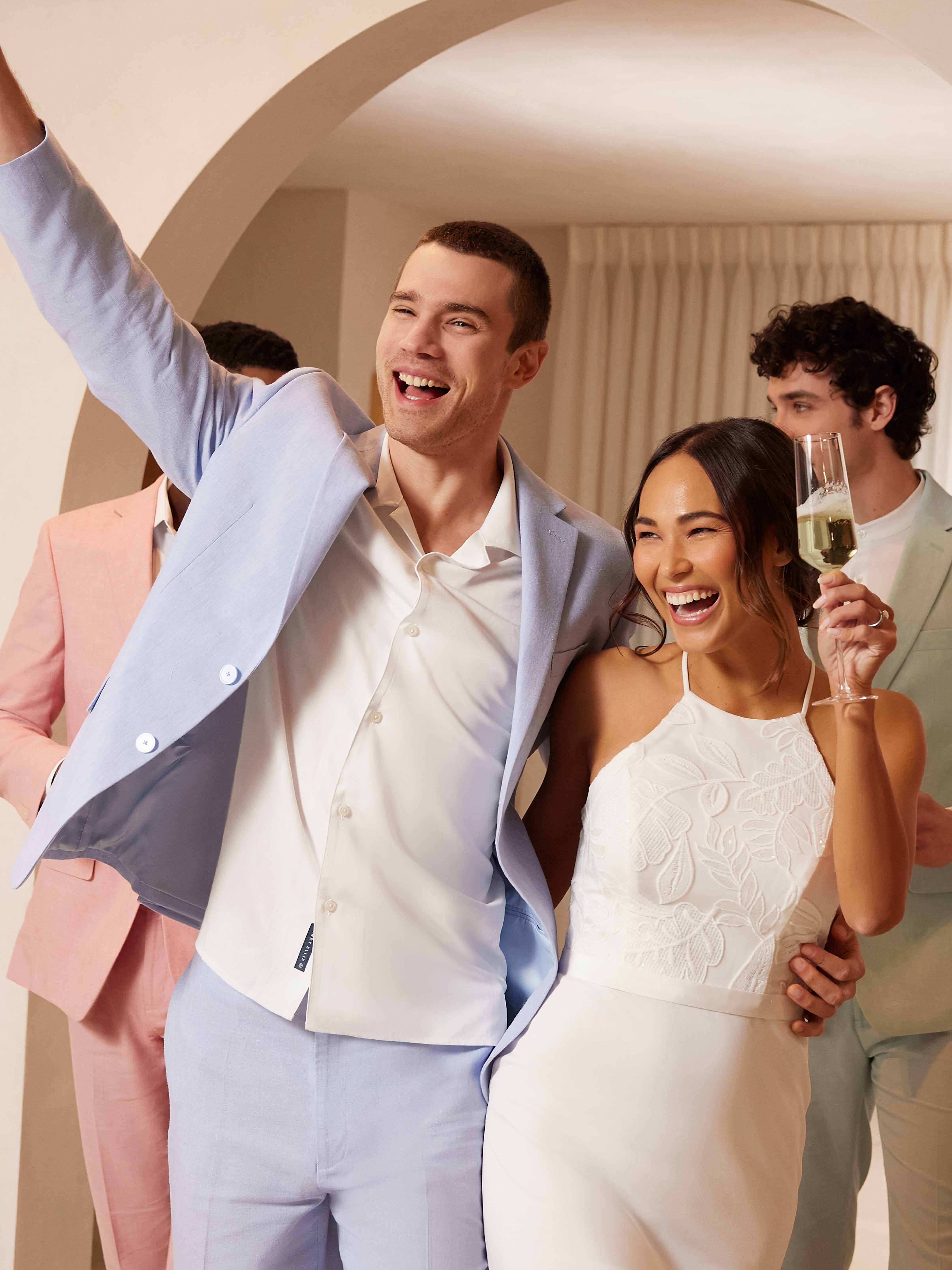 Slim Fit Linen Blend Suit Jacket