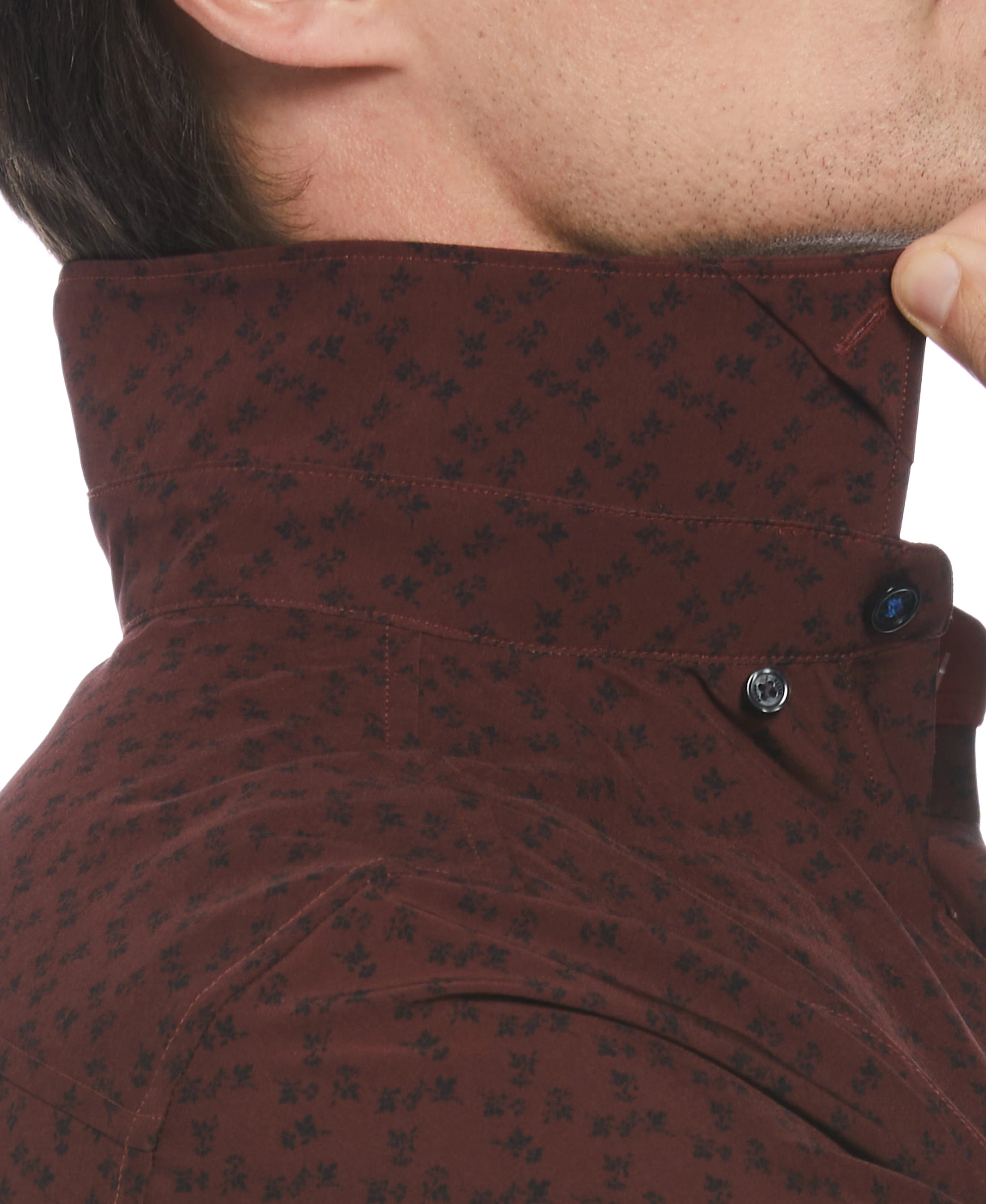 Total Stretch Diagonal Flower Print Shirt