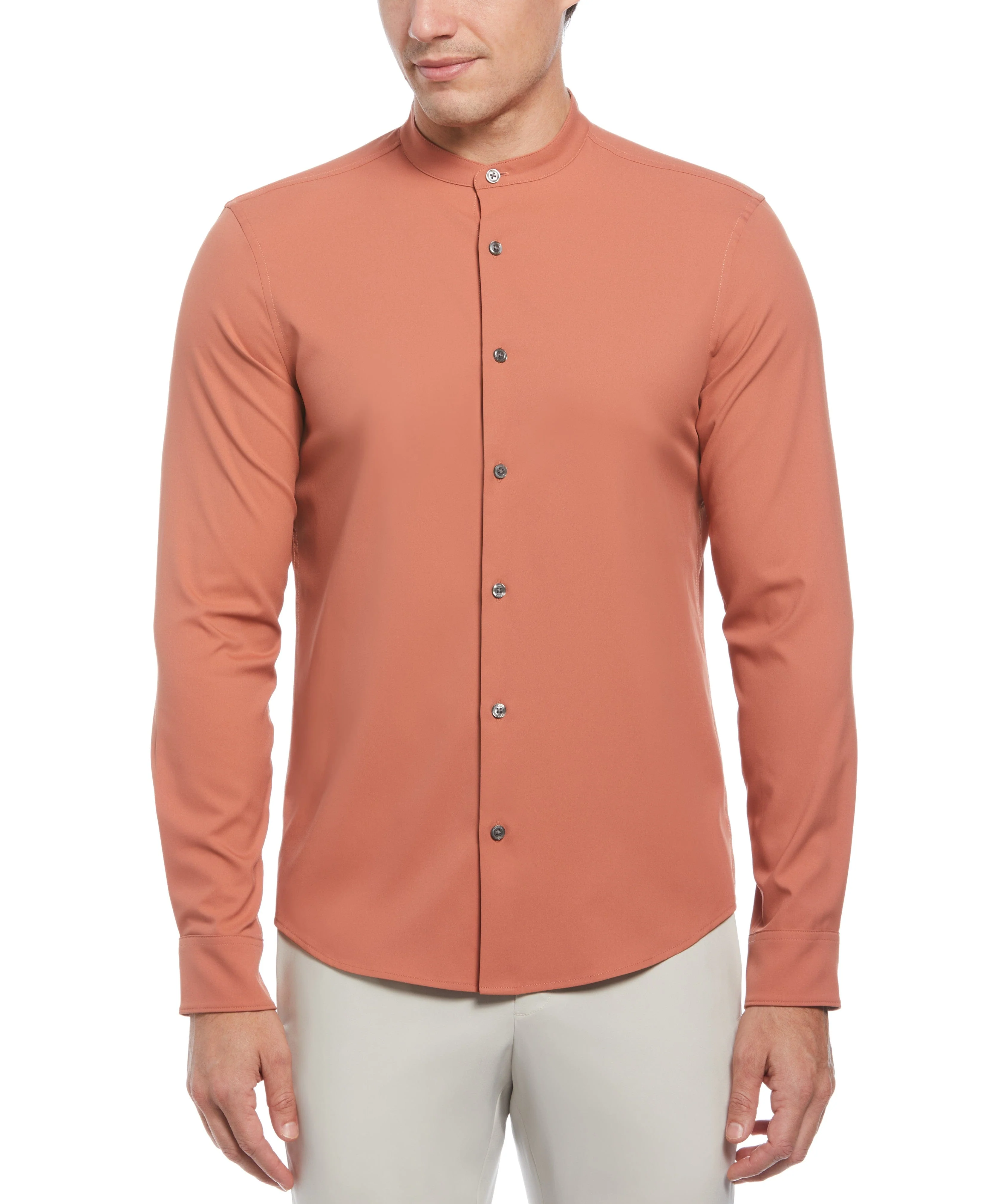 Untucked Total Stretch Slim Fit Banded Collar Shirt