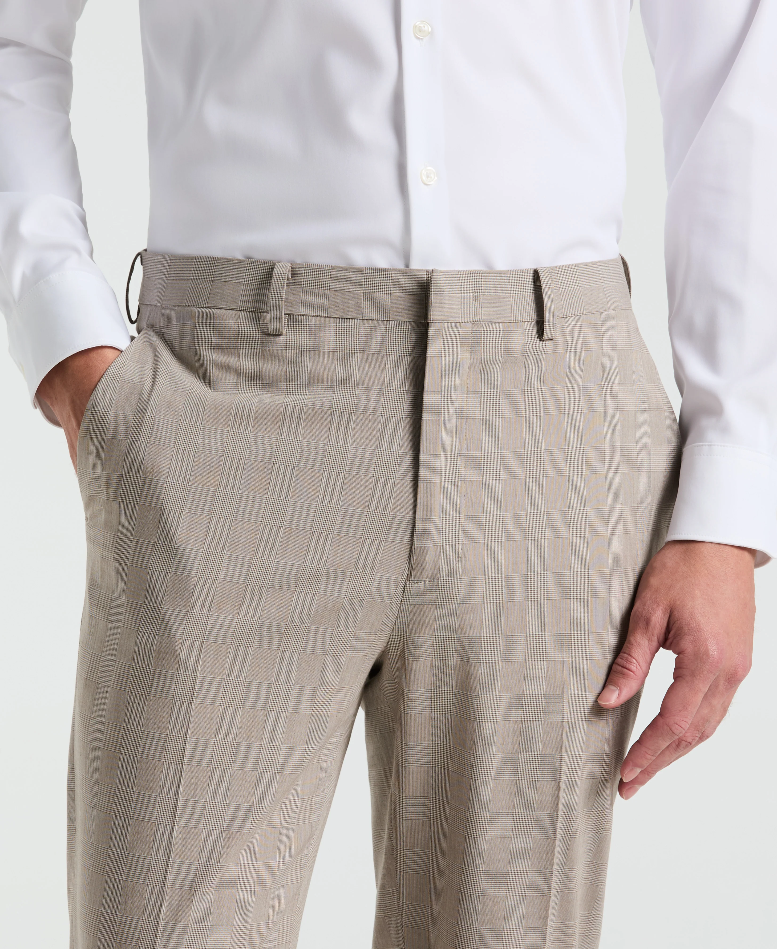Slim Fit Plaid Print Suit Pant