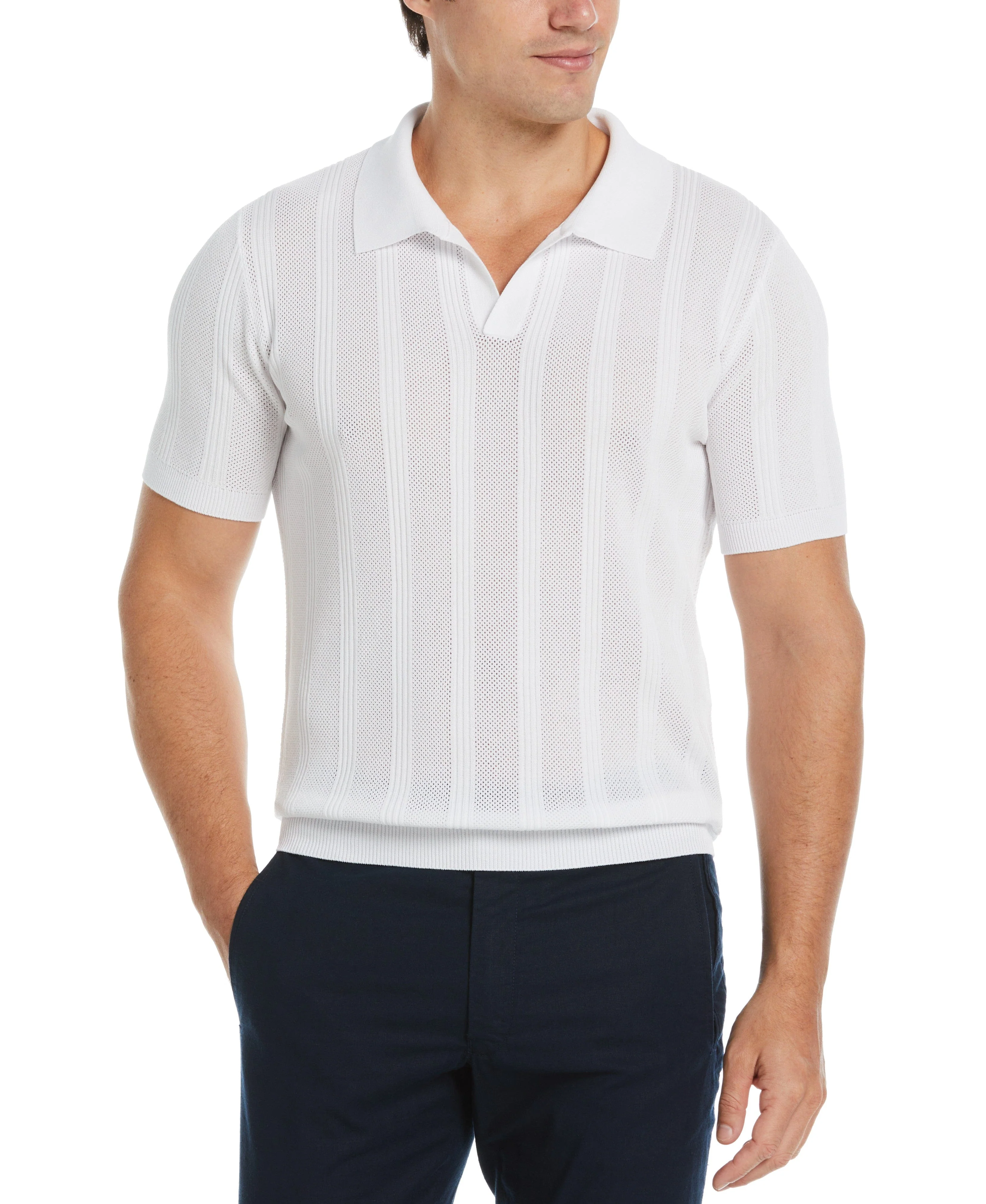 Mesh Stripe Sweater Polo
