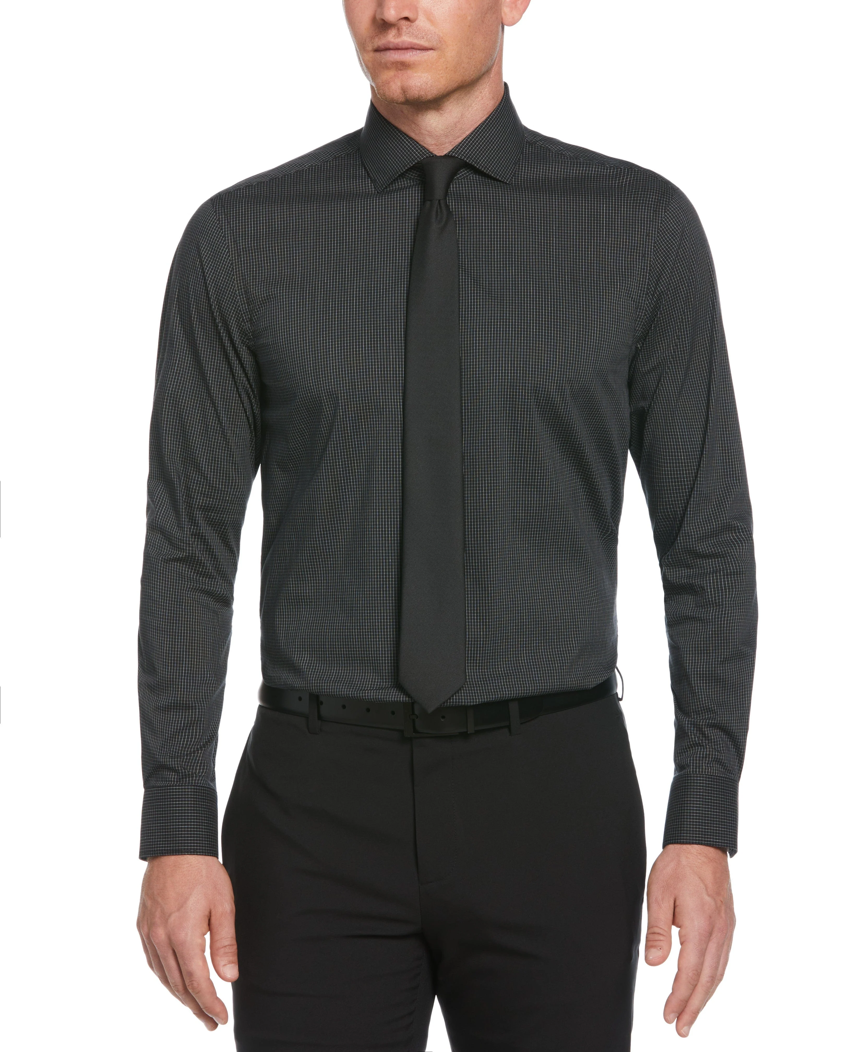 Slim Fit Micro Check Print Dress Shirt