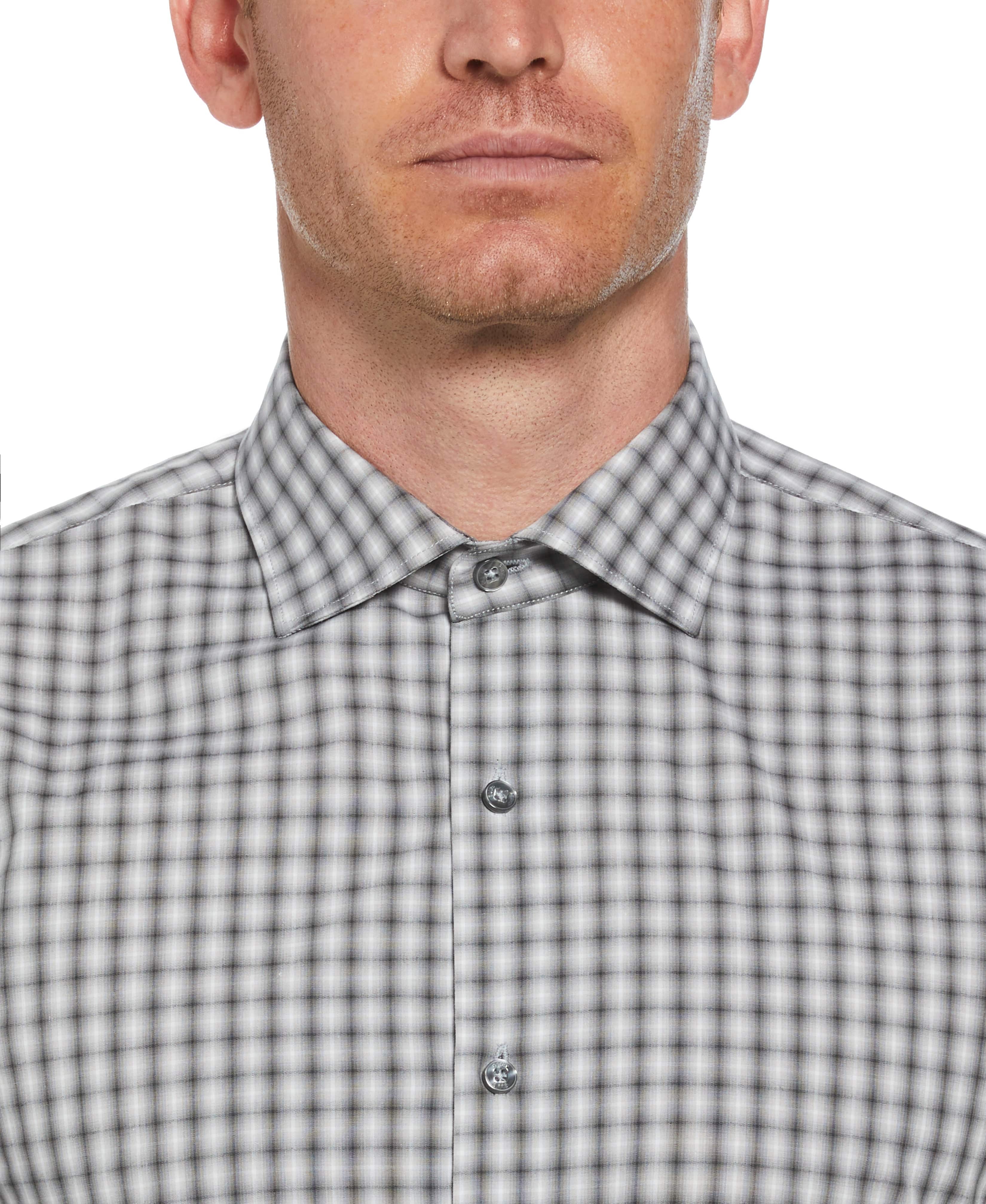 Slim Fit Button-Down Haven Ombre Checkered Plaid Dress Shirt