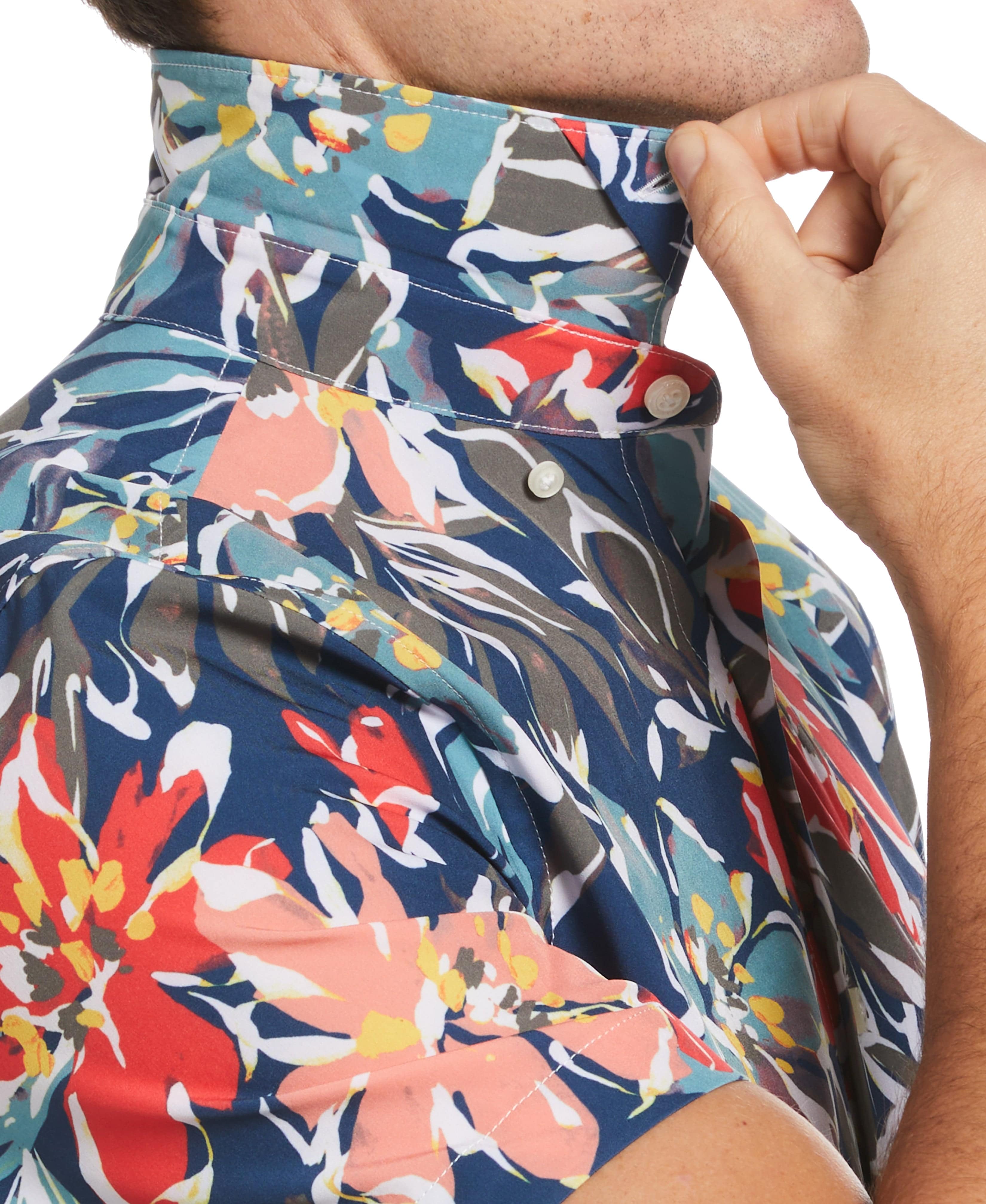 Total Stretch Tropical Floral Print Shirt