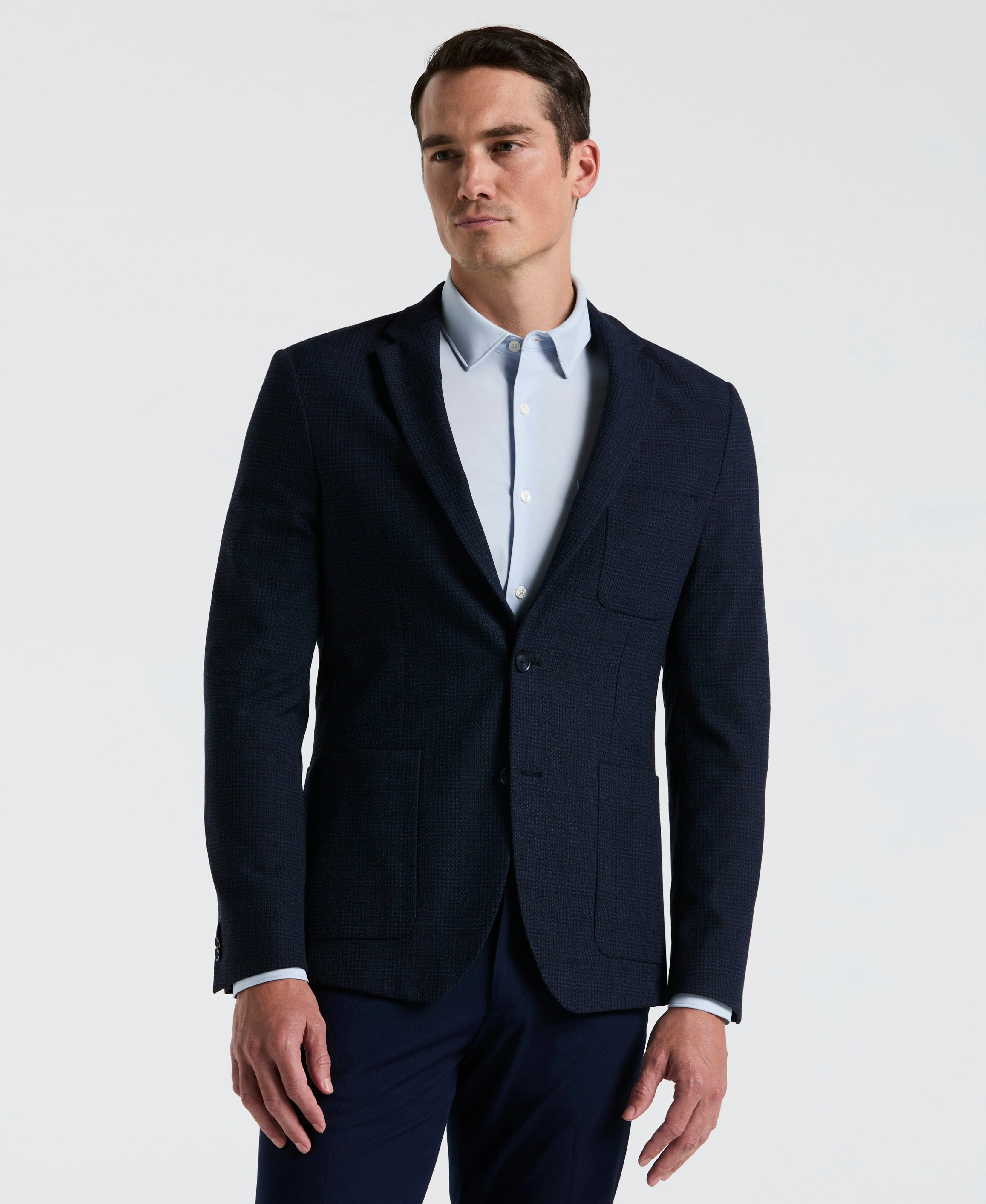 Slim Fit Textured Plaid Sport Jacket