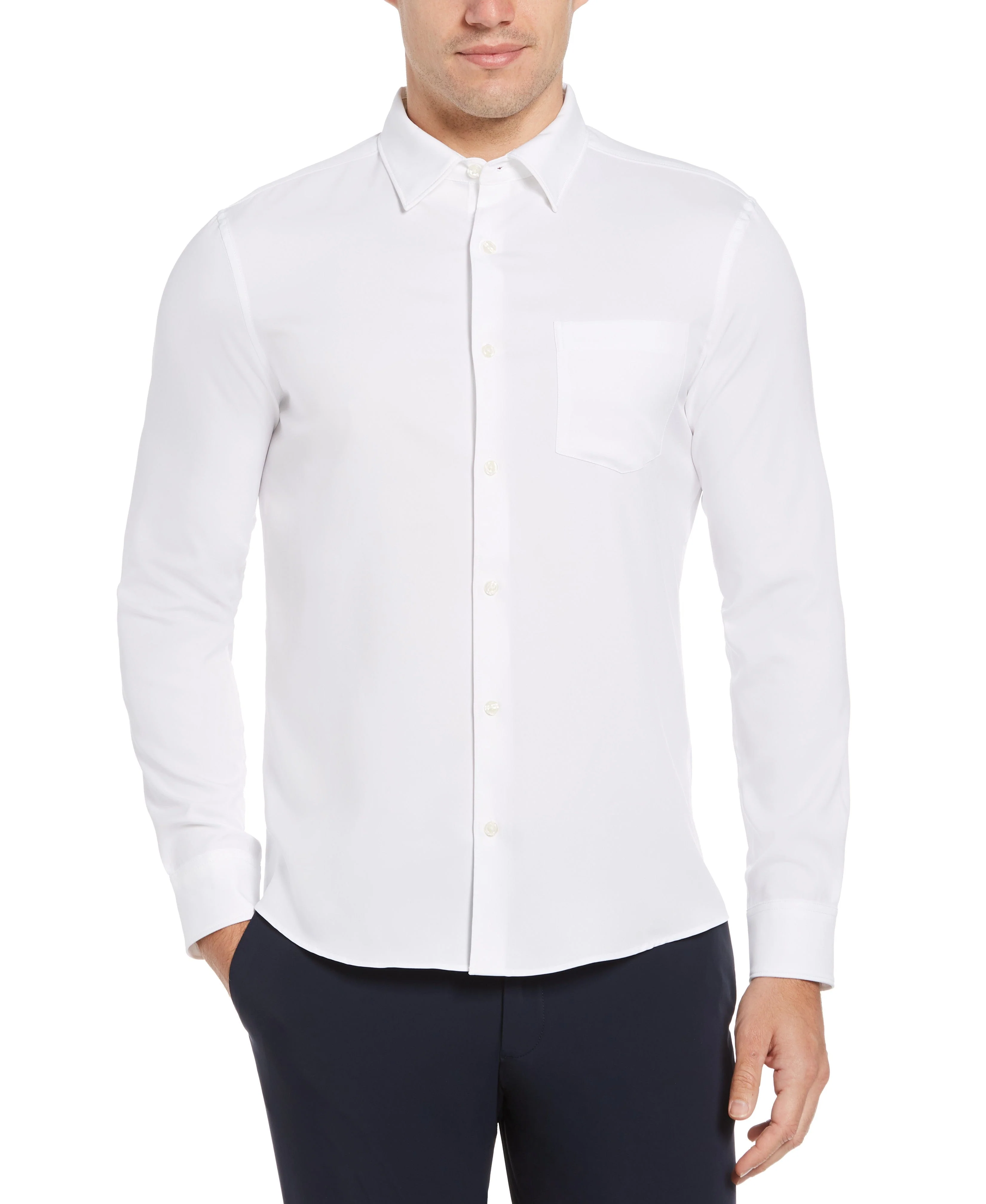 Tall Slim Fit Untucked Total Stretch Solid Shirt - White