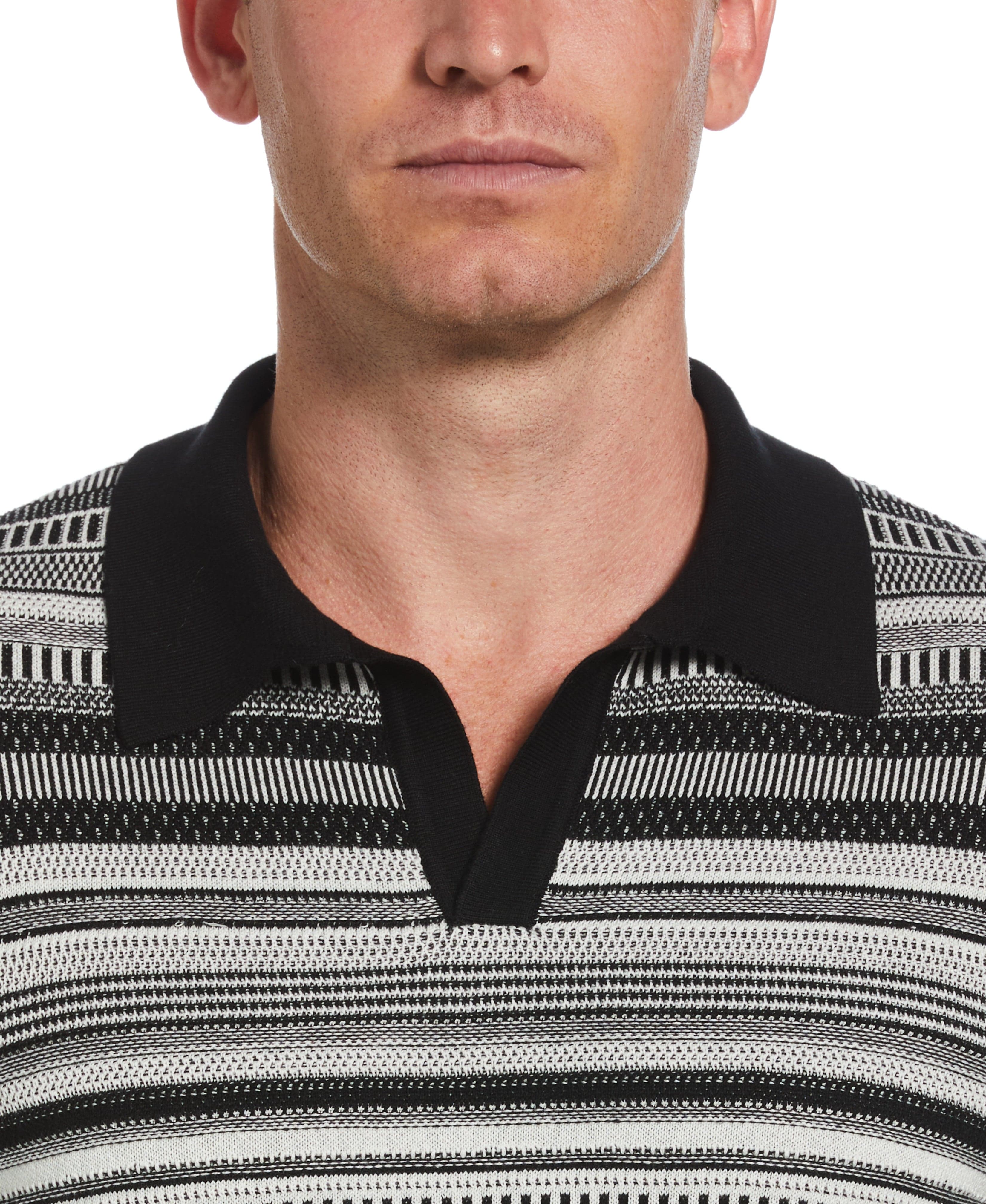 Tua X Perry Ellis Collaboration Striped Jacquard Polo Sweater