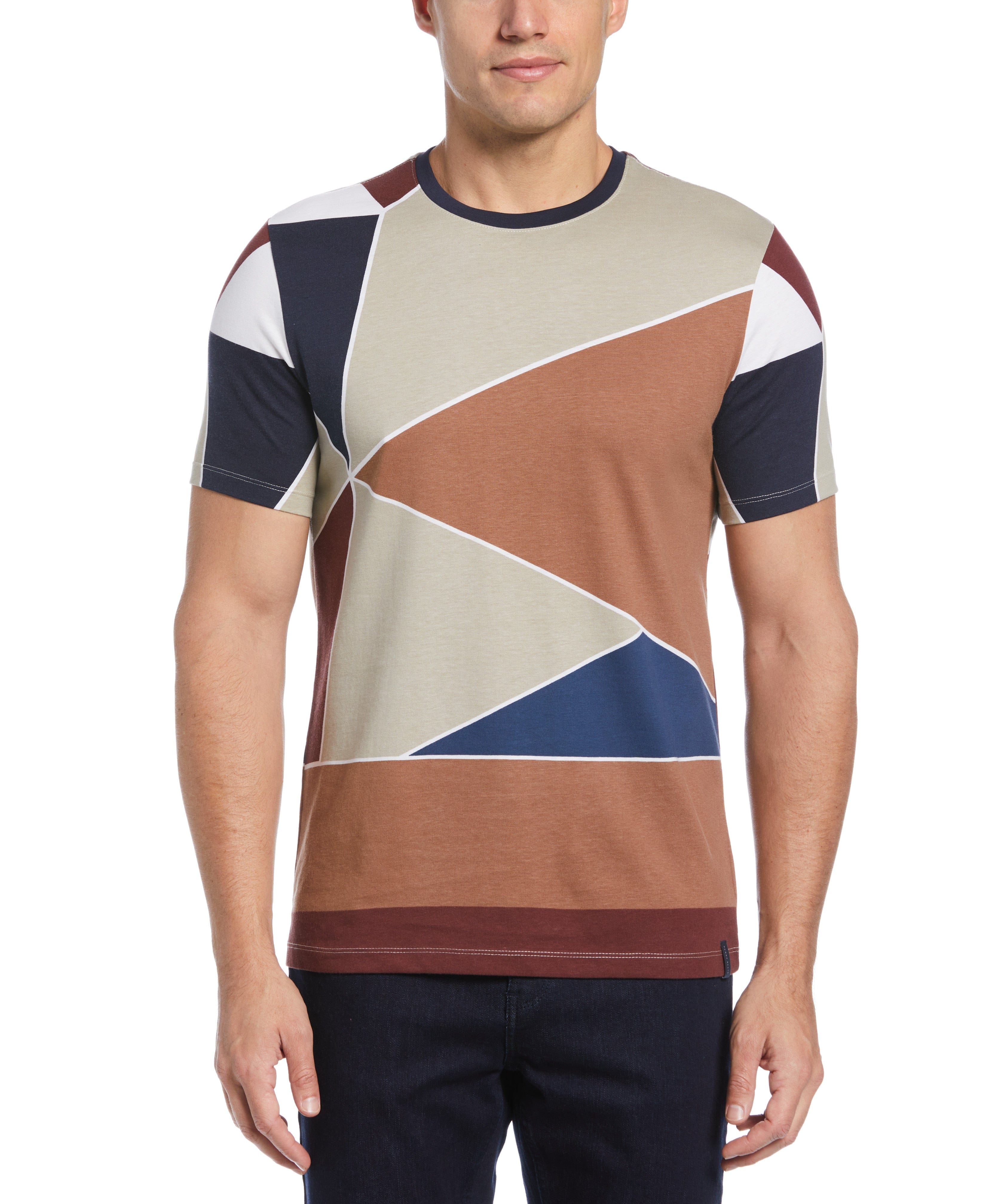 Pima Cotton Blend Patchwork Print Tee