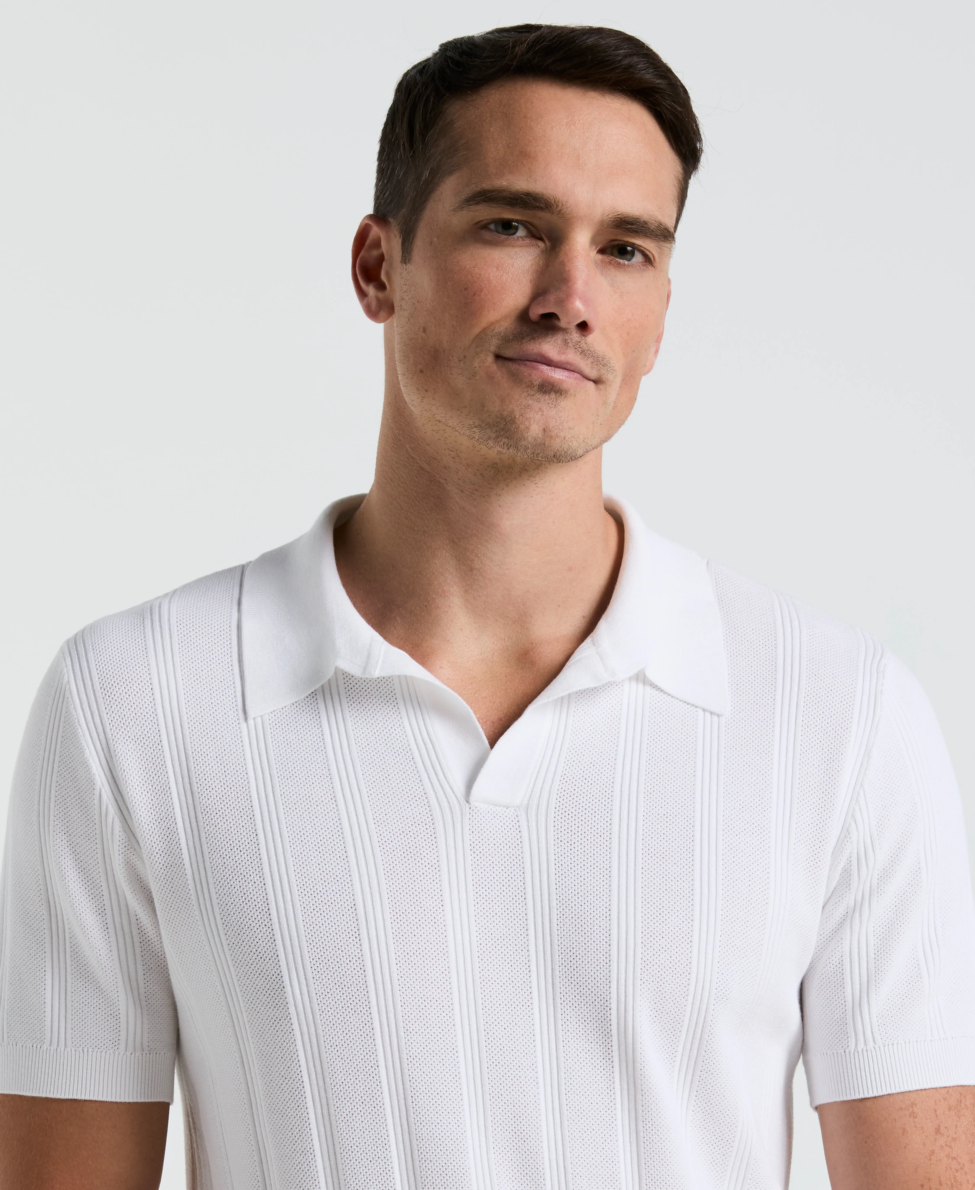 Mesh Stripe Sweater Polo